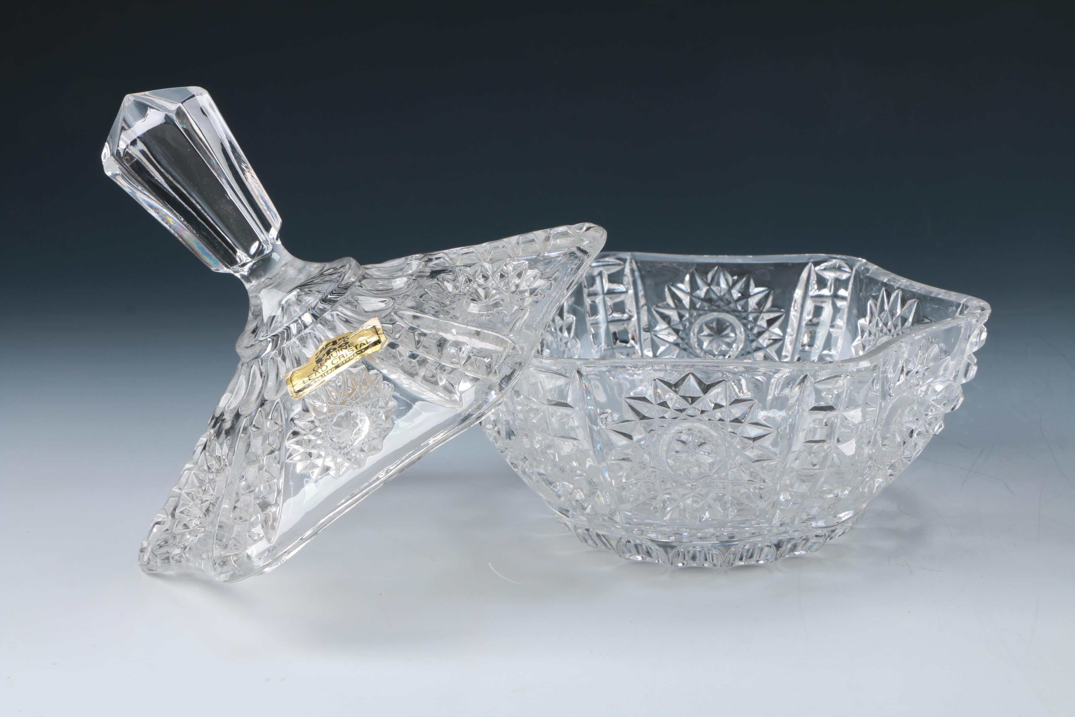 Selection of Cut Crystal Lidded Dishes