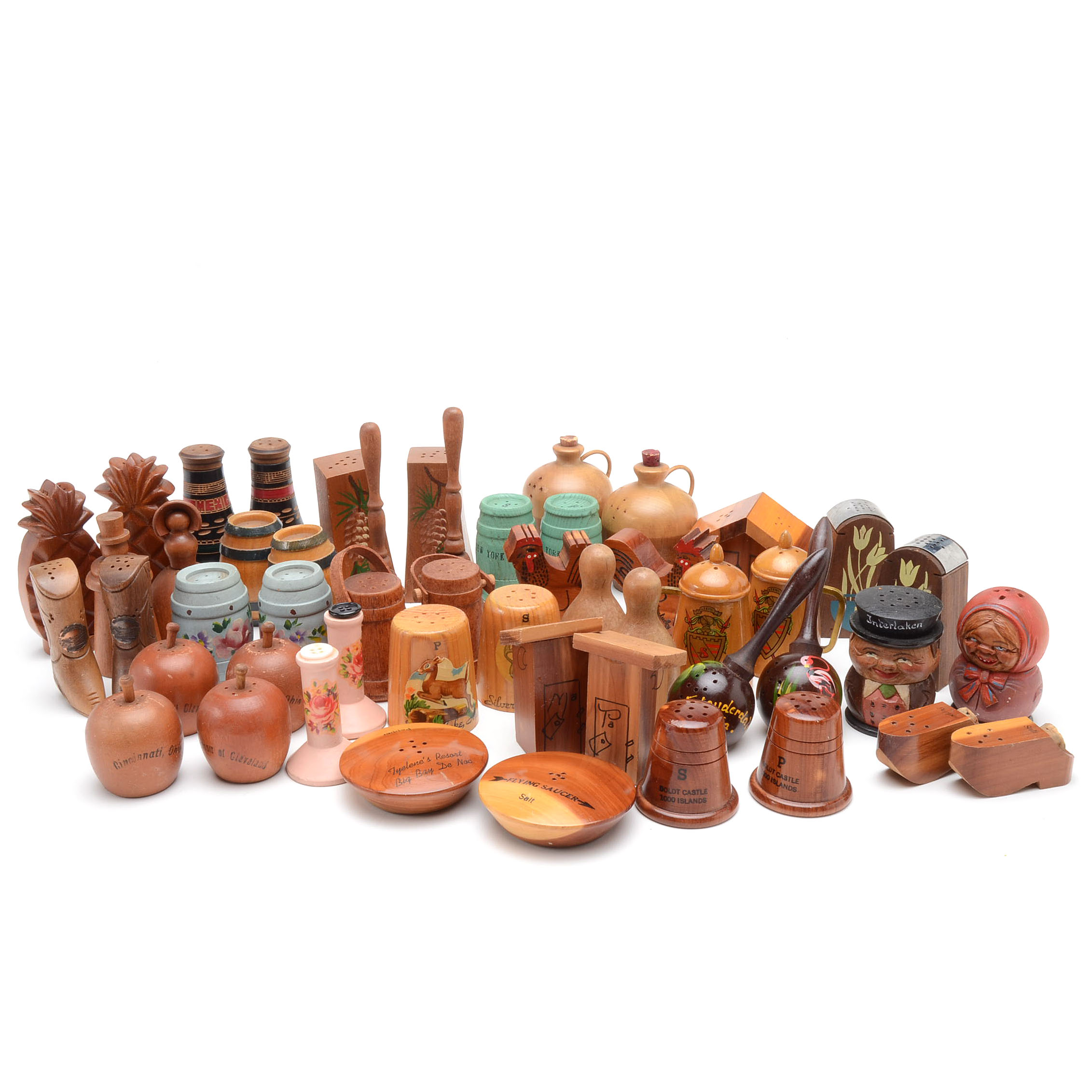 Large Collection of Vintage Wooden Salt & Pepper Shakers