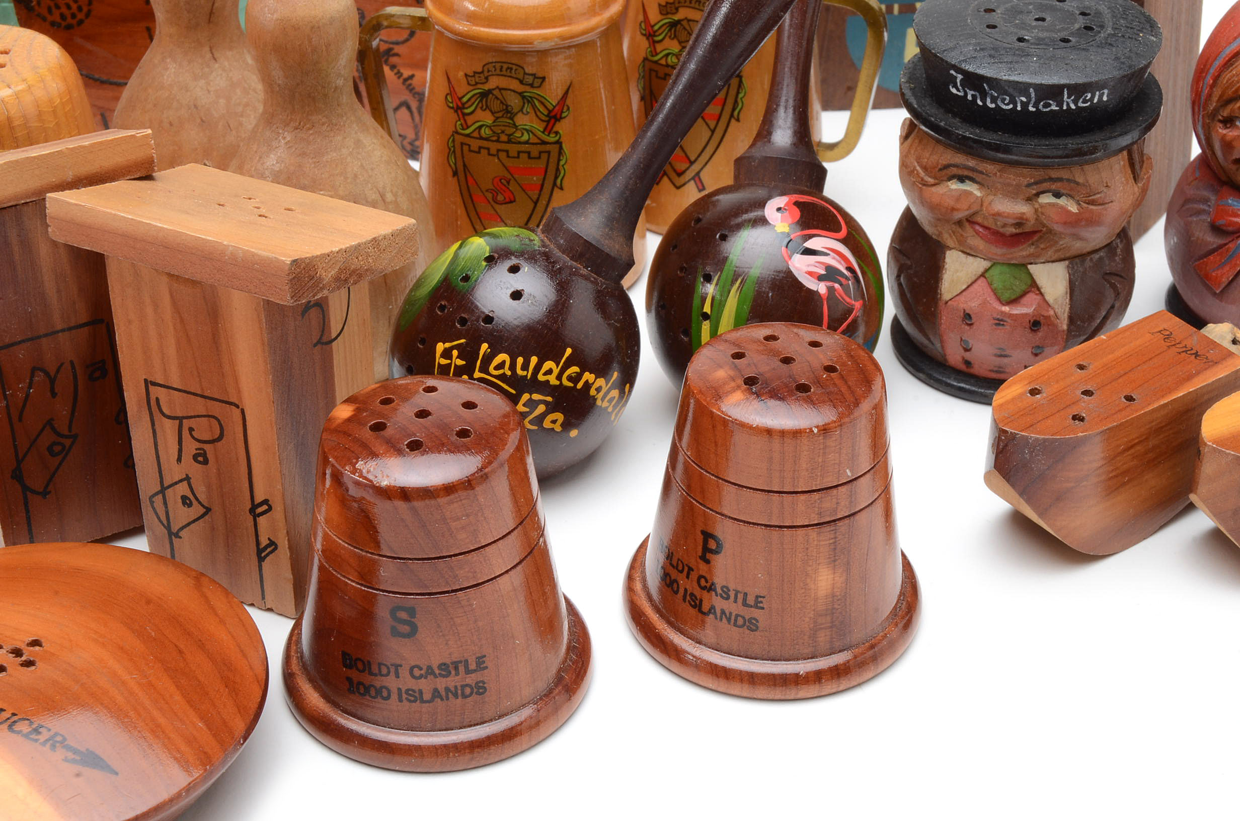 Large Collection of Vintage Wooden Salt & Pepper Shakers