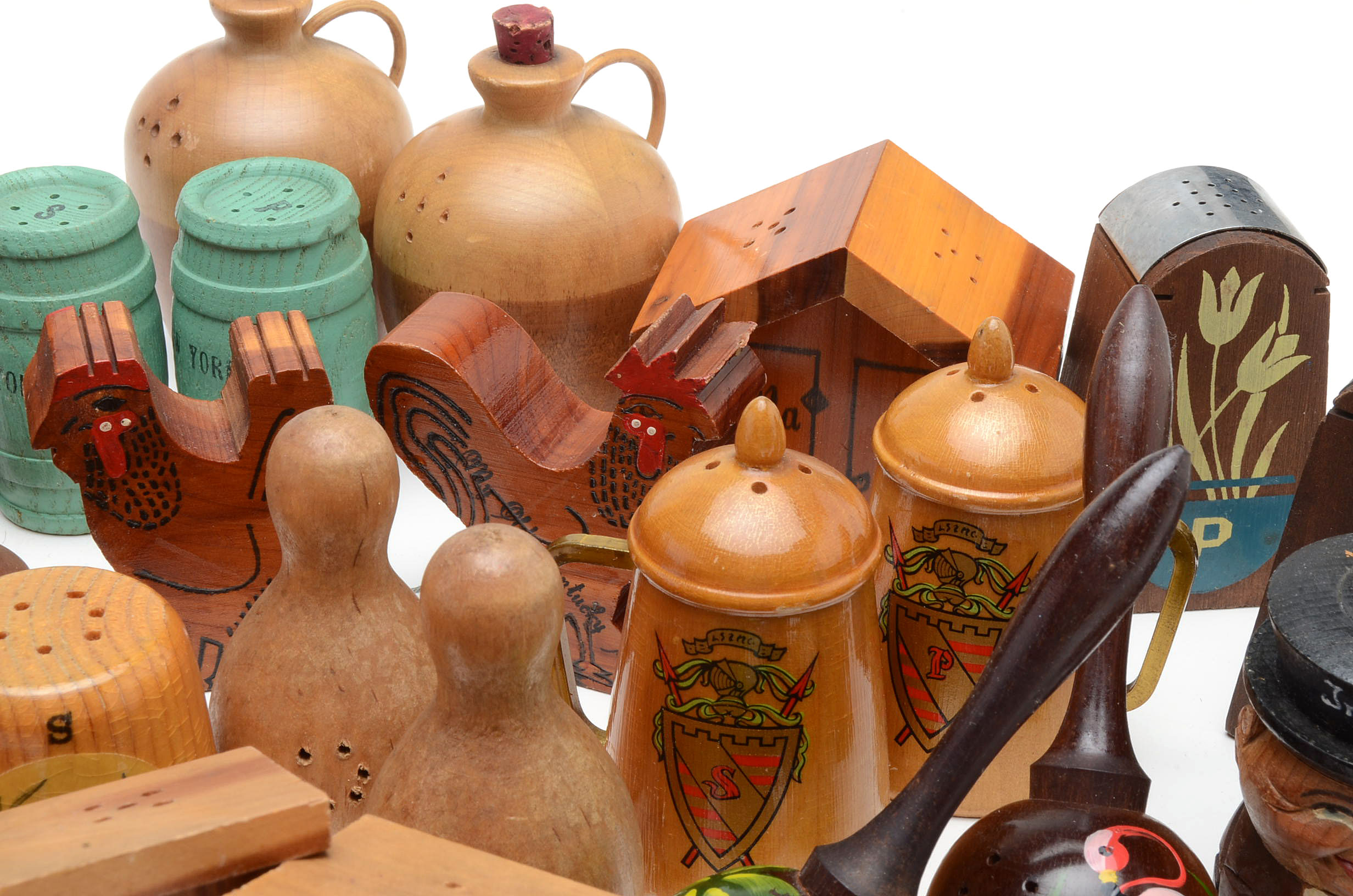 Large Collection of Vintage Wooden Salt & Pepper Shakers