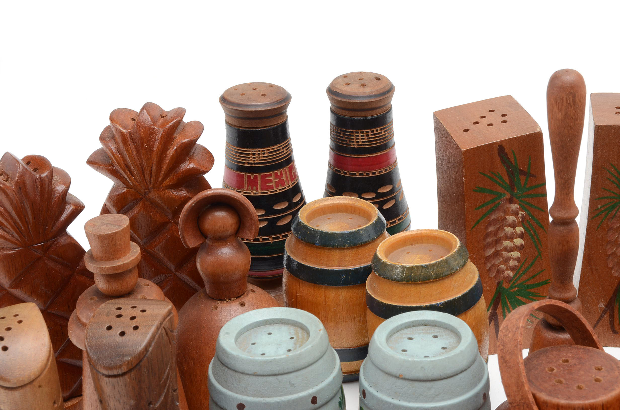 Large Collection of Vintage Wooden Salt & Pepper Shakers