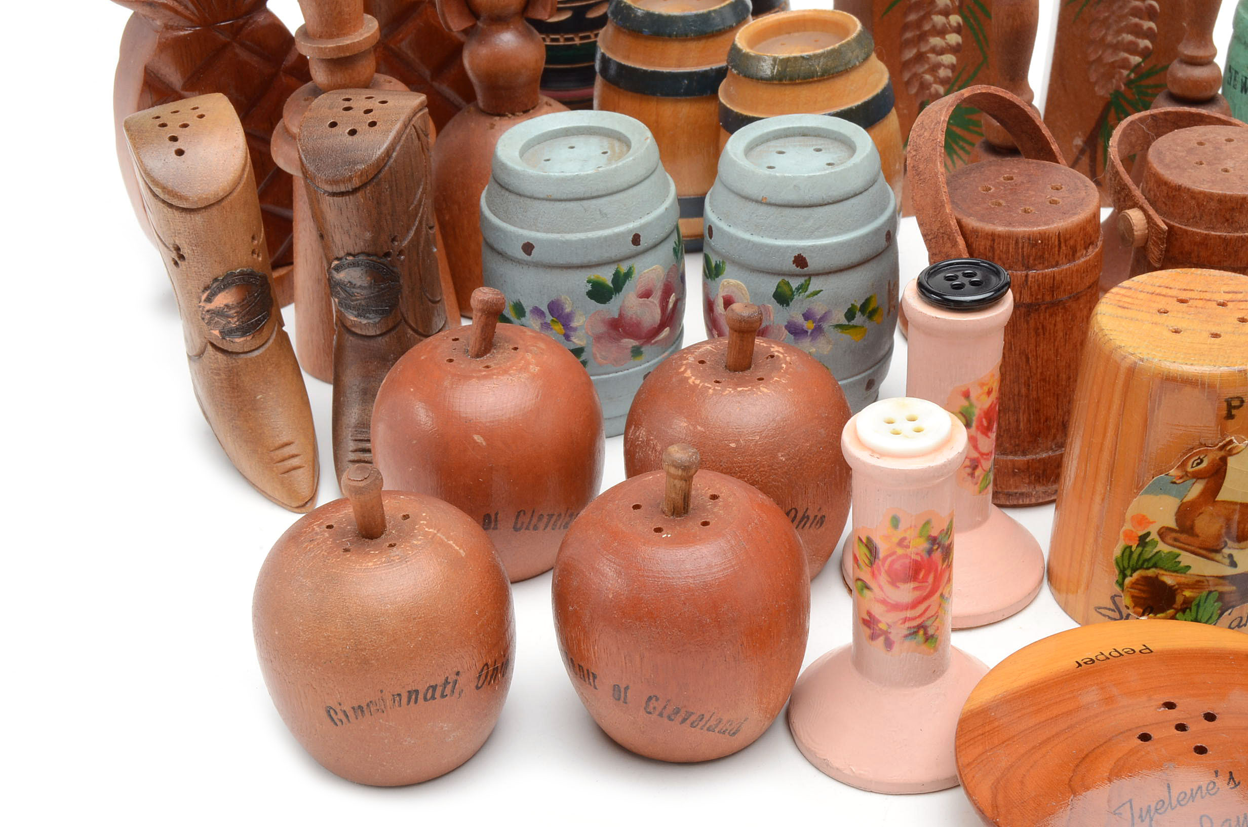 Large Collection of Vintage Wooden Salt & Pepper Shakers