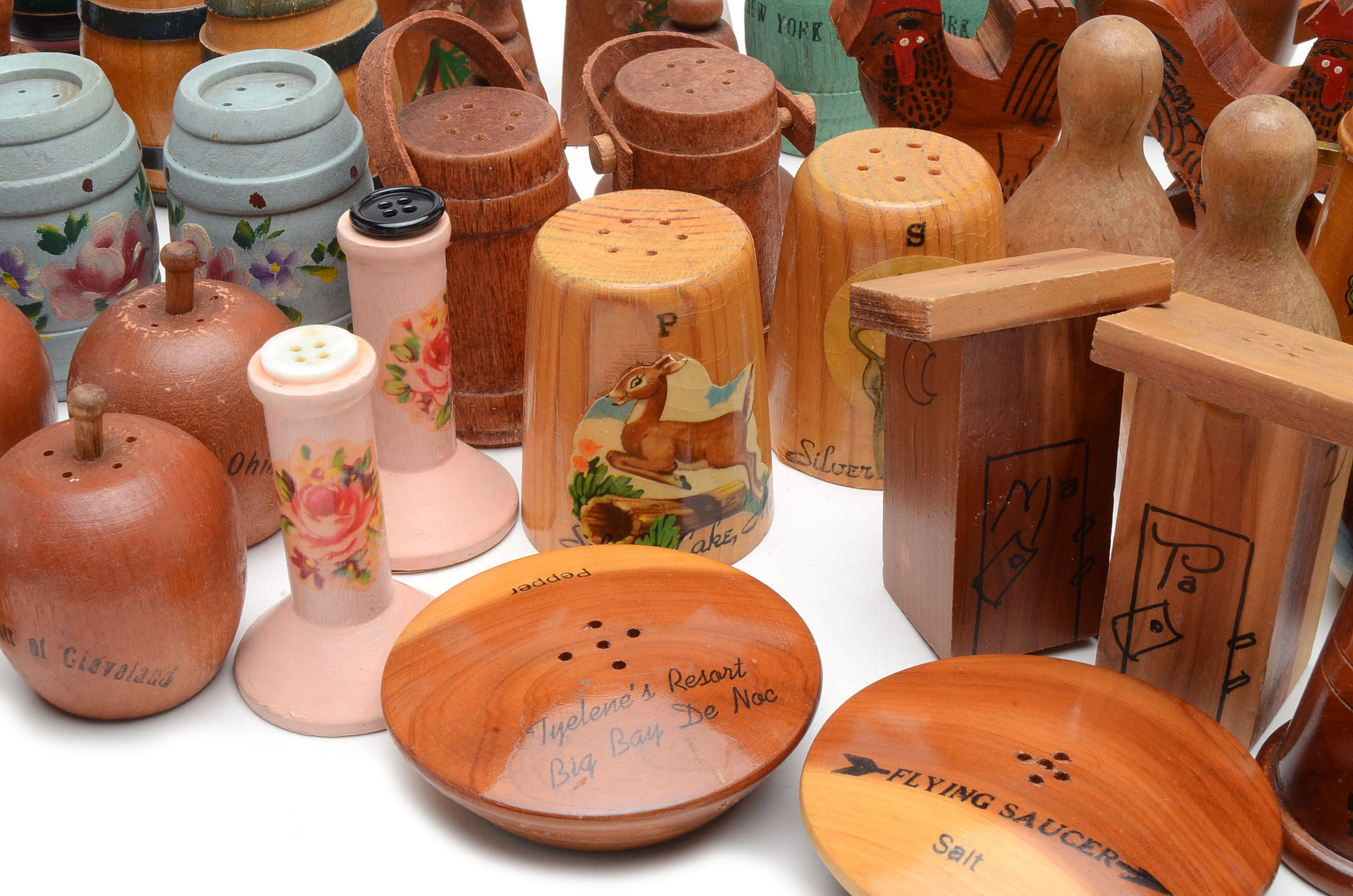 Large Collection of Vintage Wooden Salt & Pepper Shakers