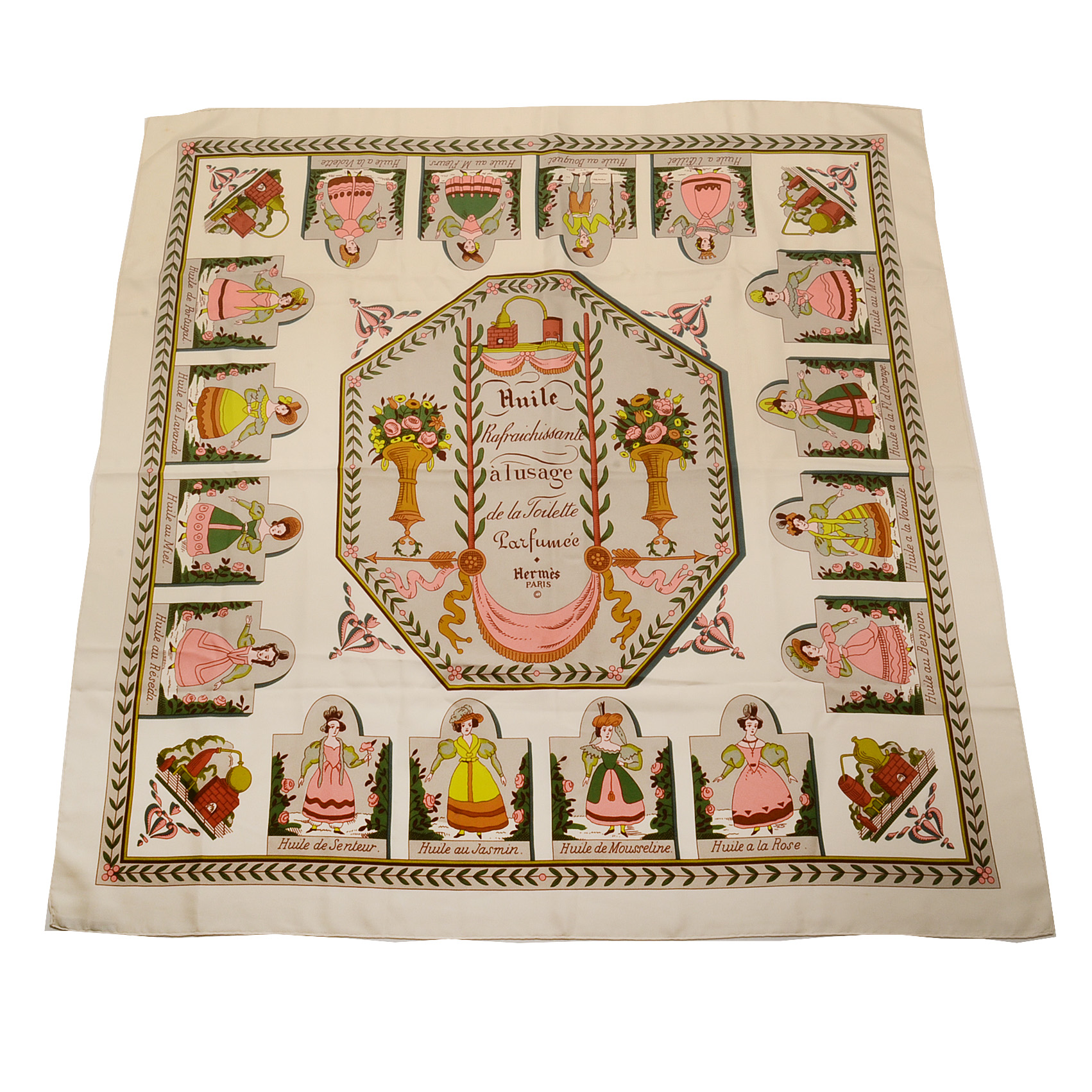 Hermès of Paris Carré Silk Scarf "Huile Parfumée"