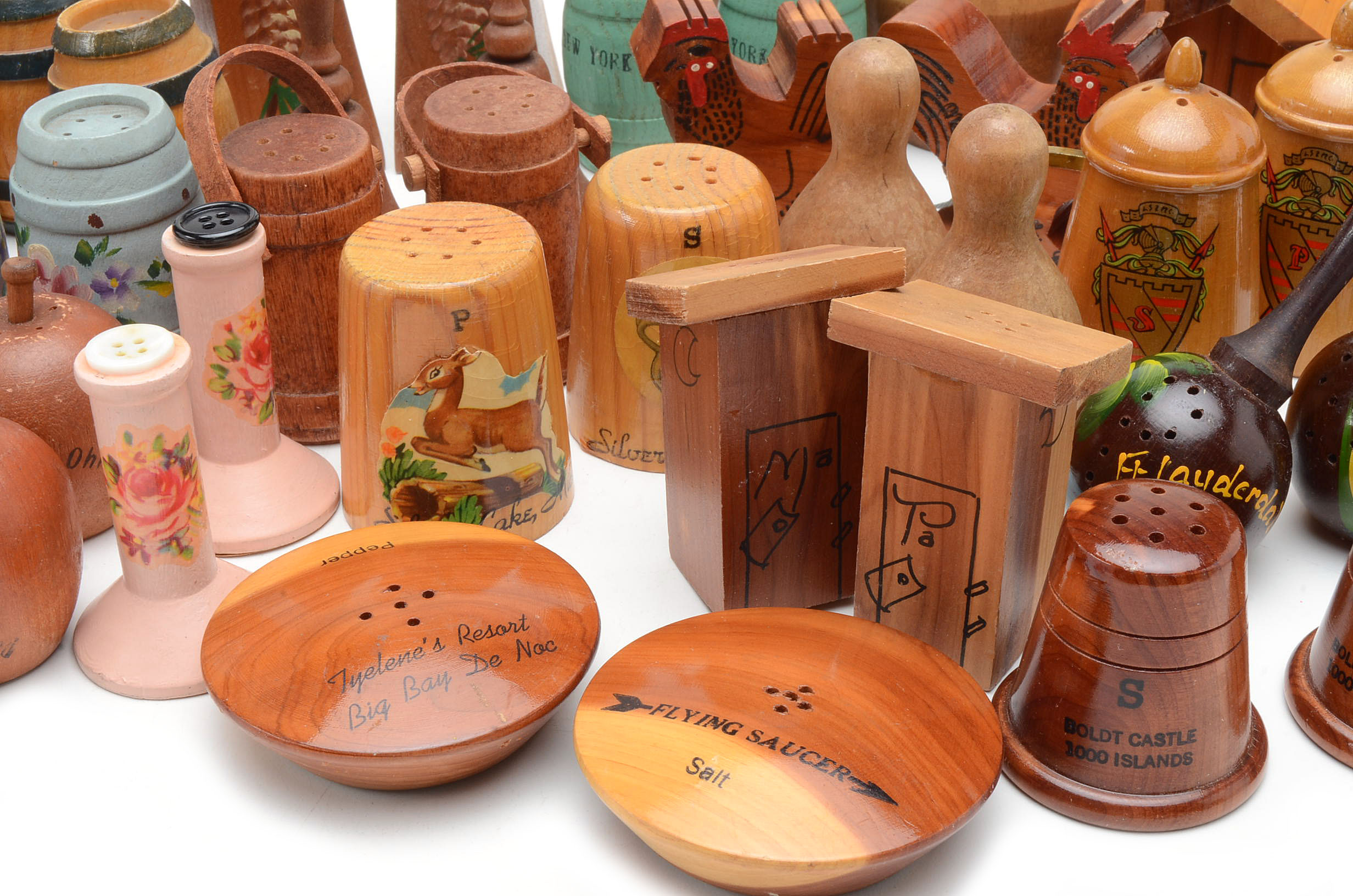 Large Collection of Vintage Wooden Salt & Pepper Shakers