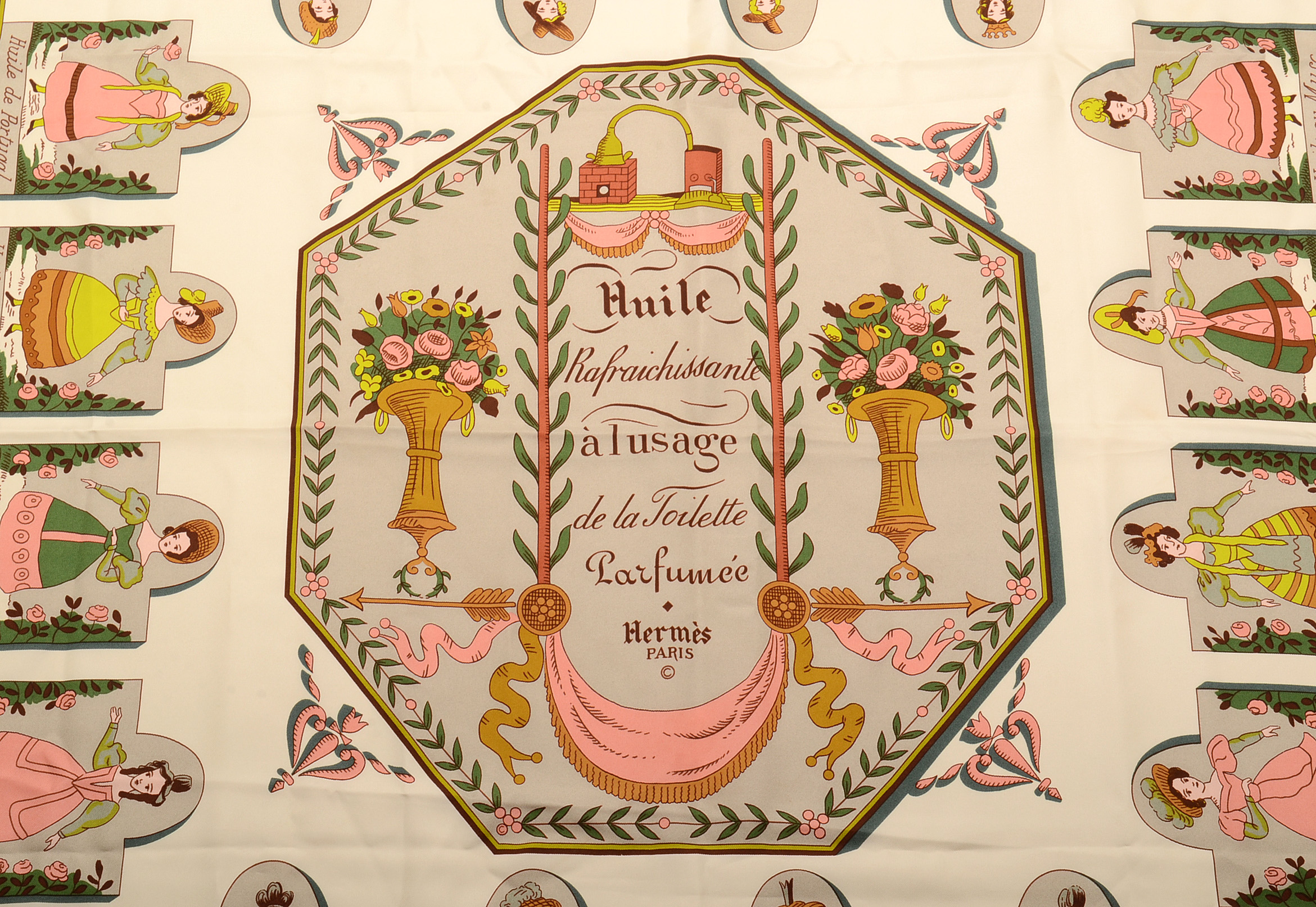 Hermès of Paris Carré Silk Scarf "Huile Parfumée"