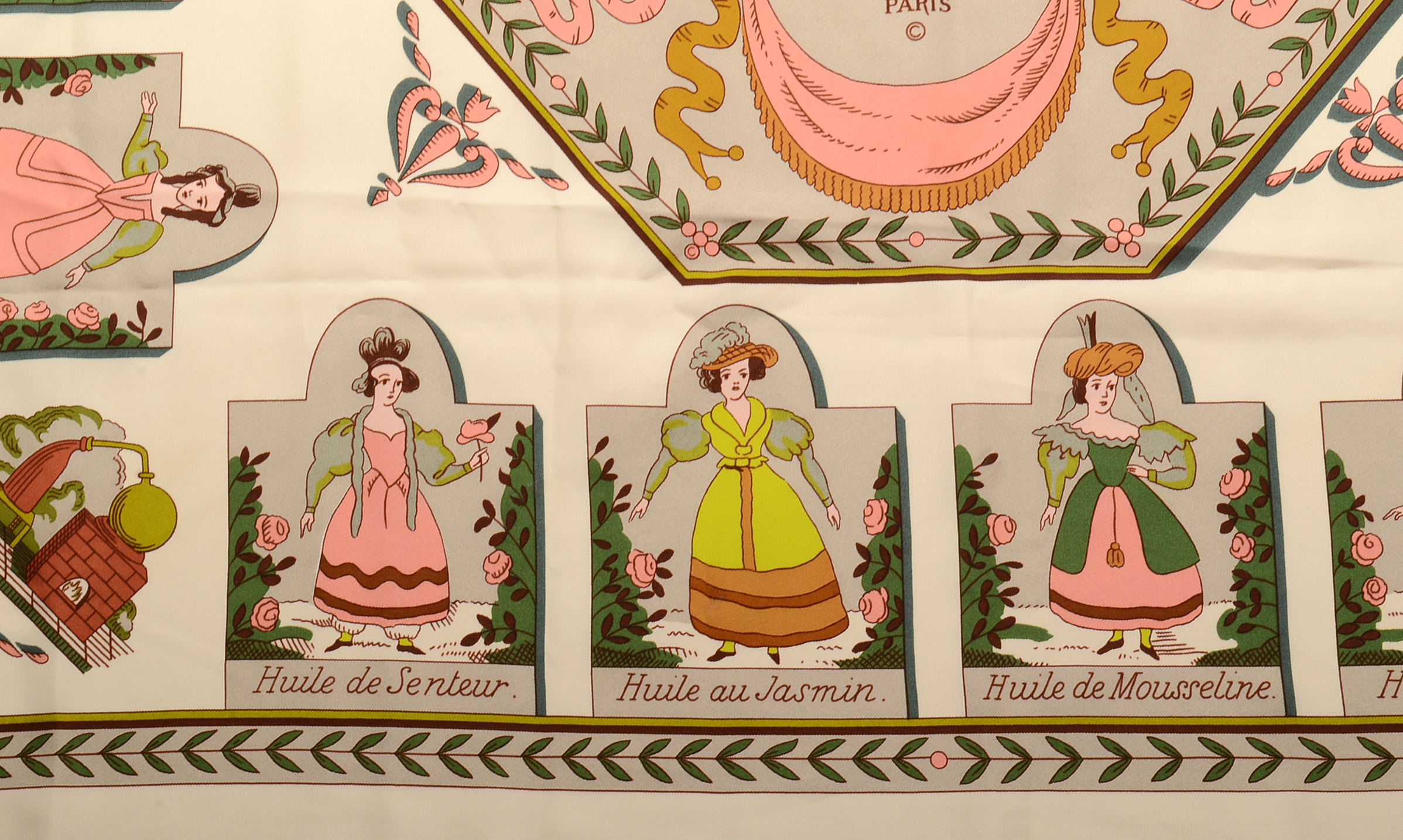 Hermès of Paris Carré Silk Scarf "Huile Parfumée"