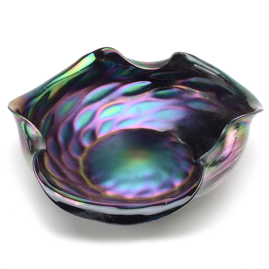 Iridescent Swirled Art Glass Bowl