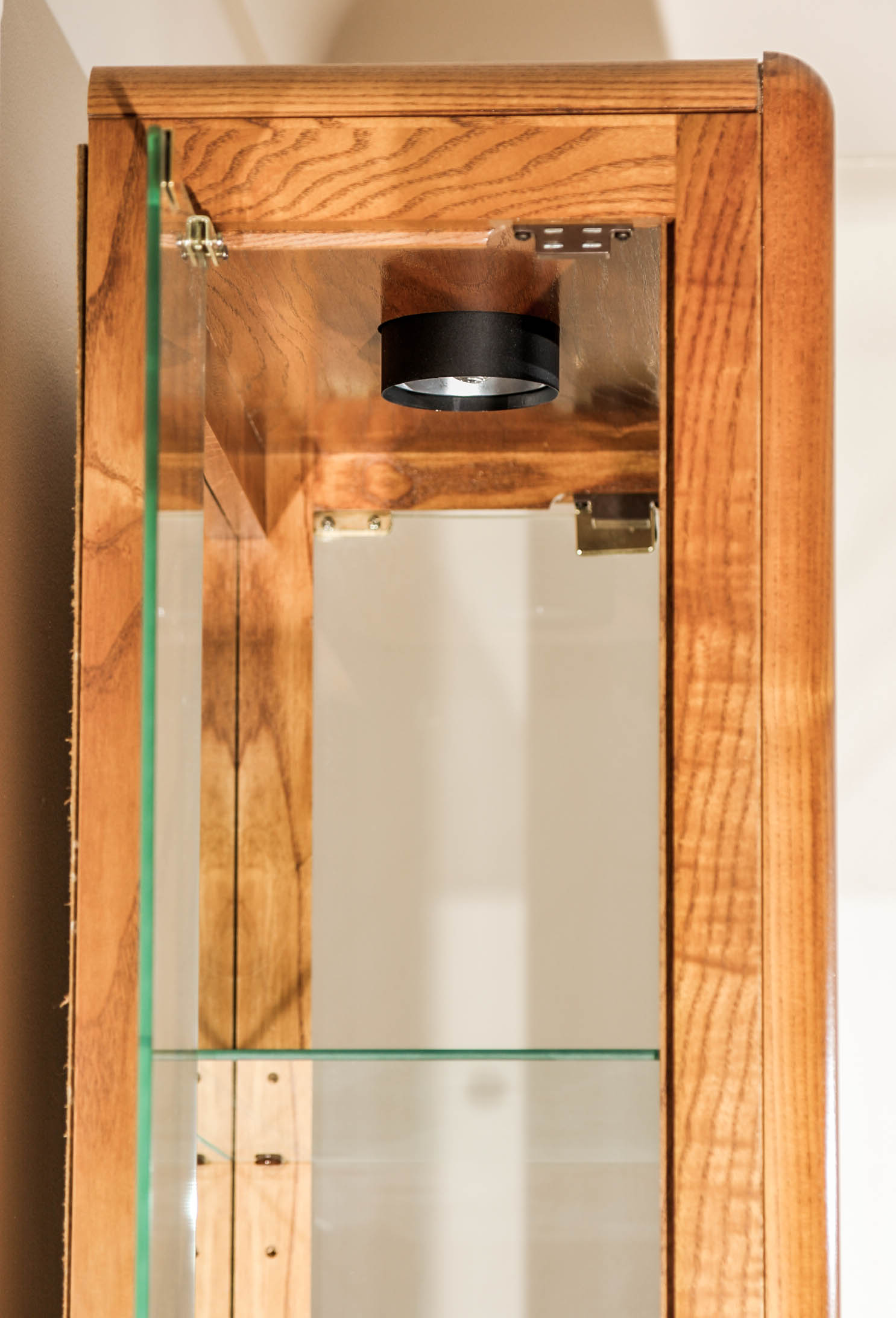 Illuminated Wooden Curio Cabinet