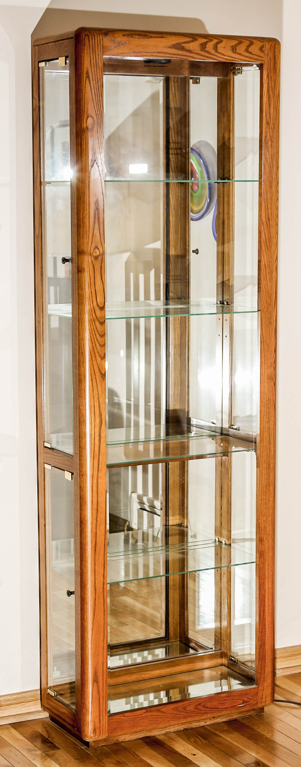 Illuminated Wooden Curio Cabinet