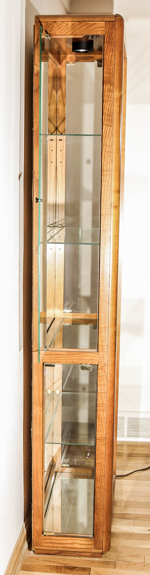 Illuminated Wooden Curio Cabinet