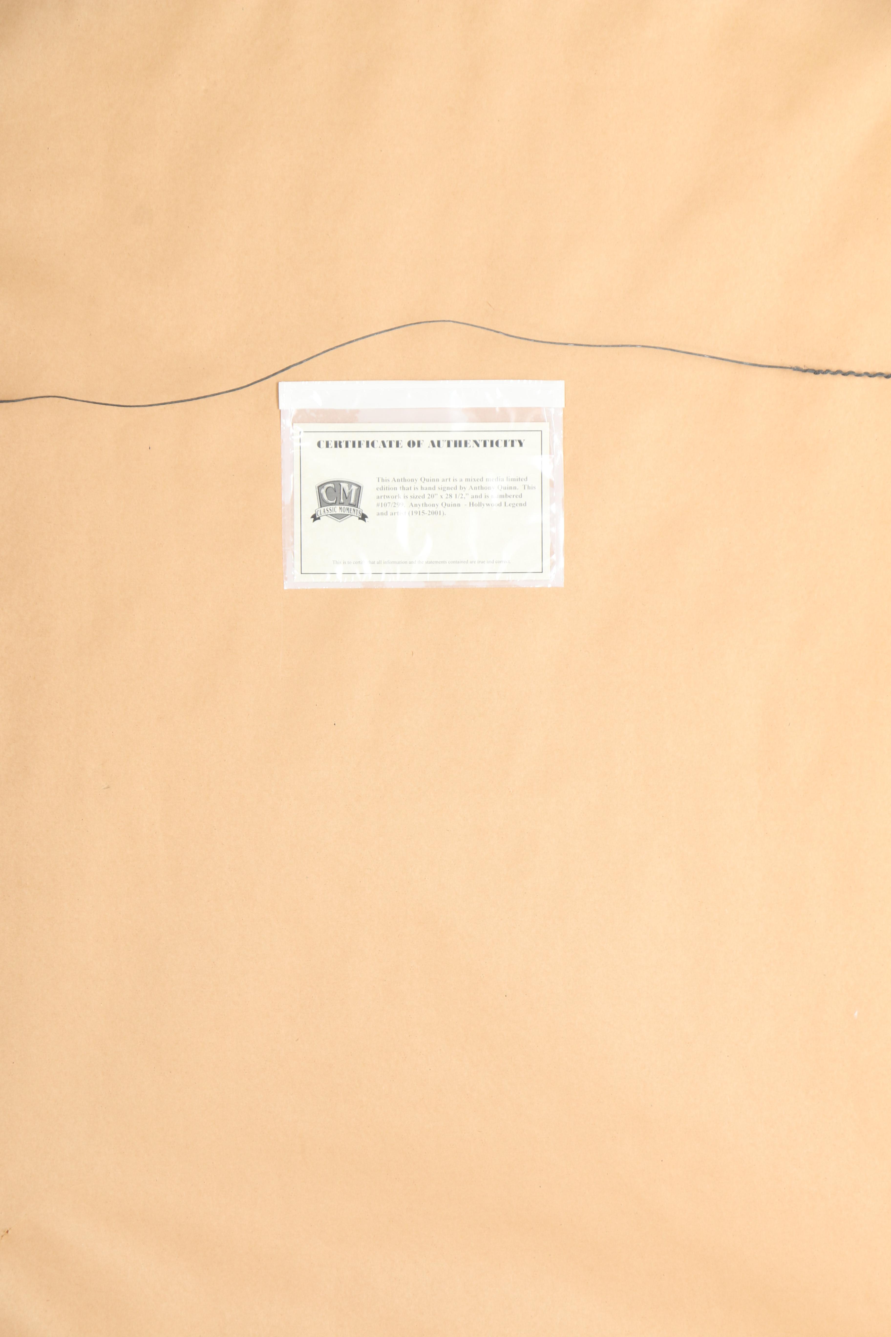 Anthony Quinn Signed Limited Edition Mixed Media Serigraph on Paper