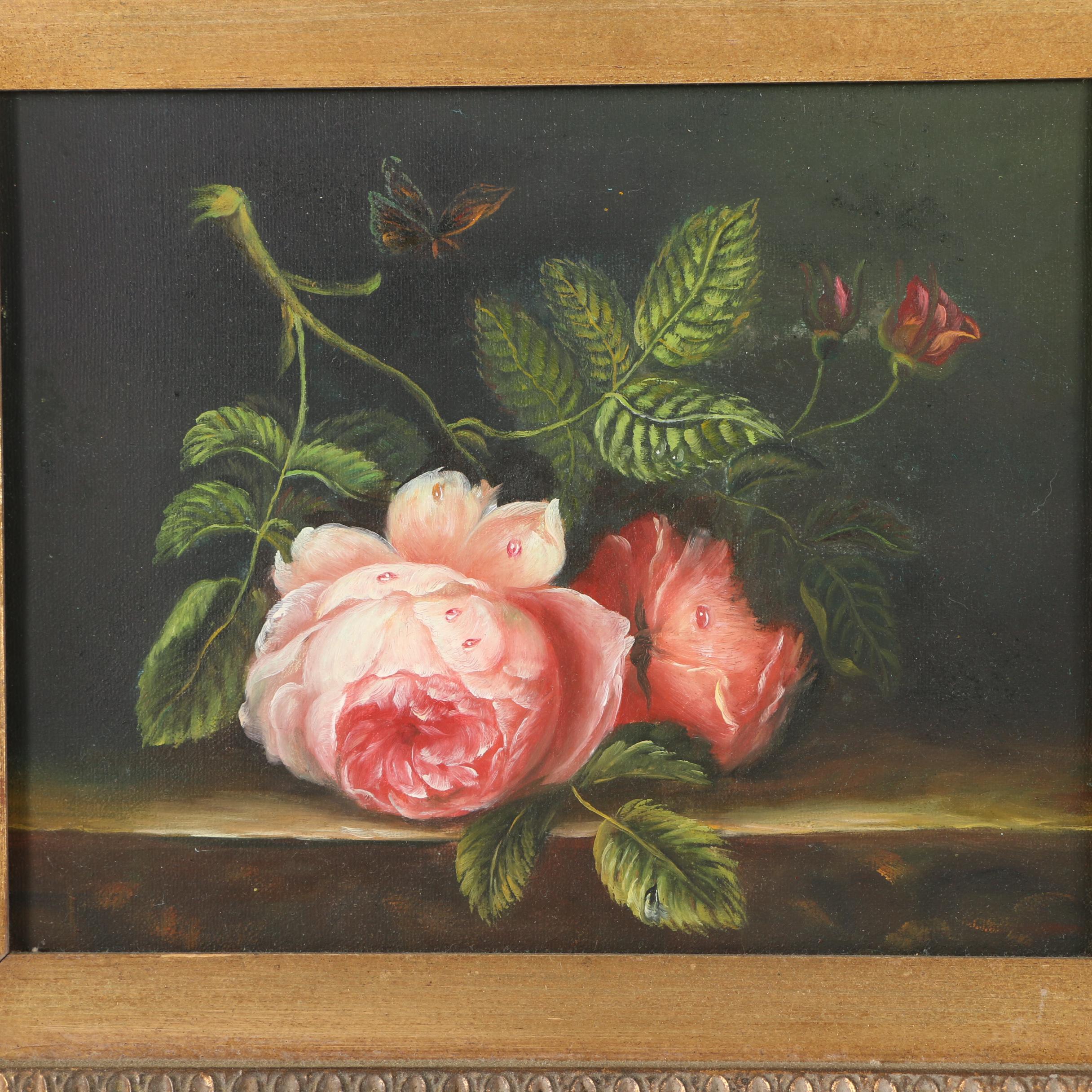 Oil Painting on Canvas of Pink Roses
