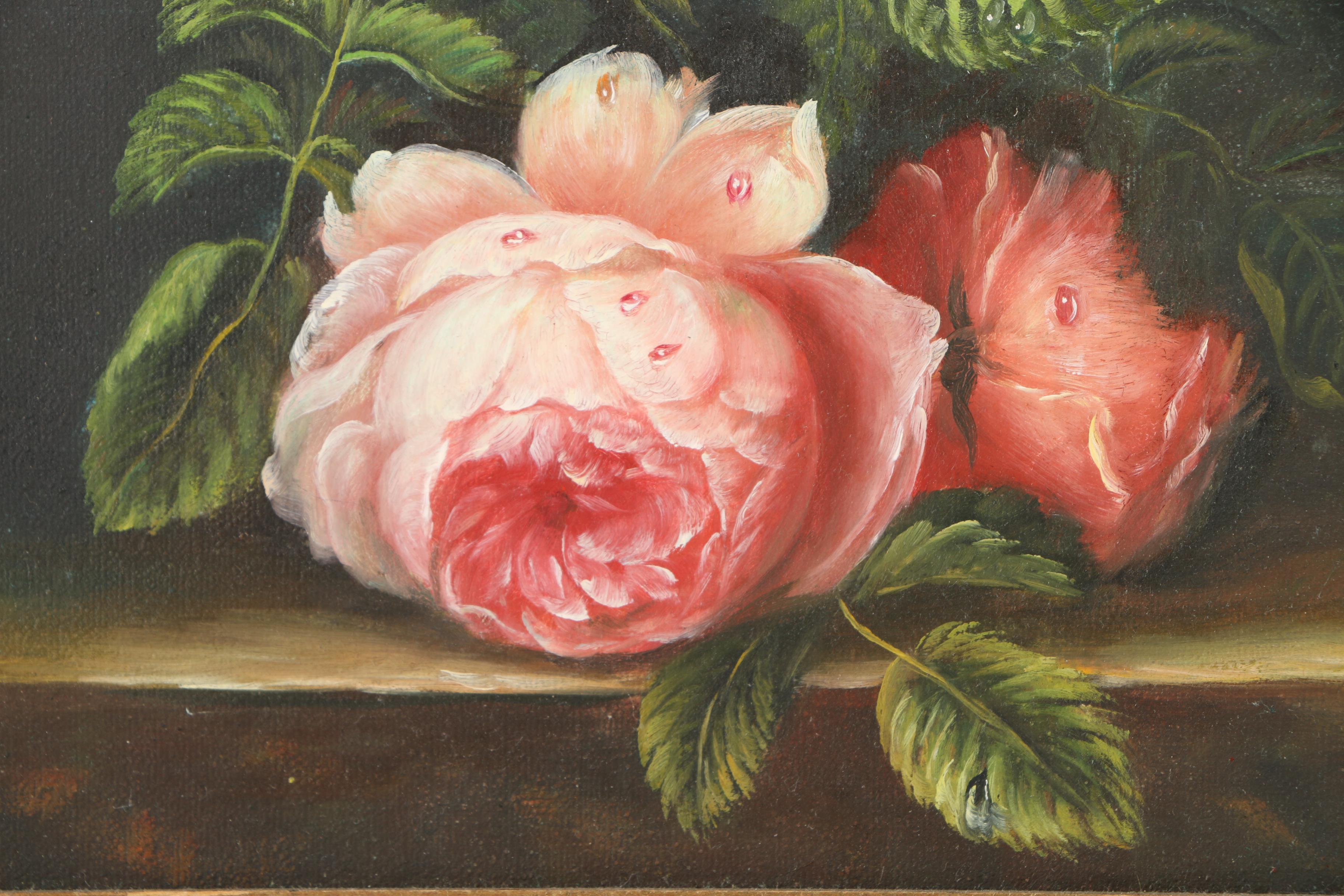 Oil Painting on Canvas of Pink Roses