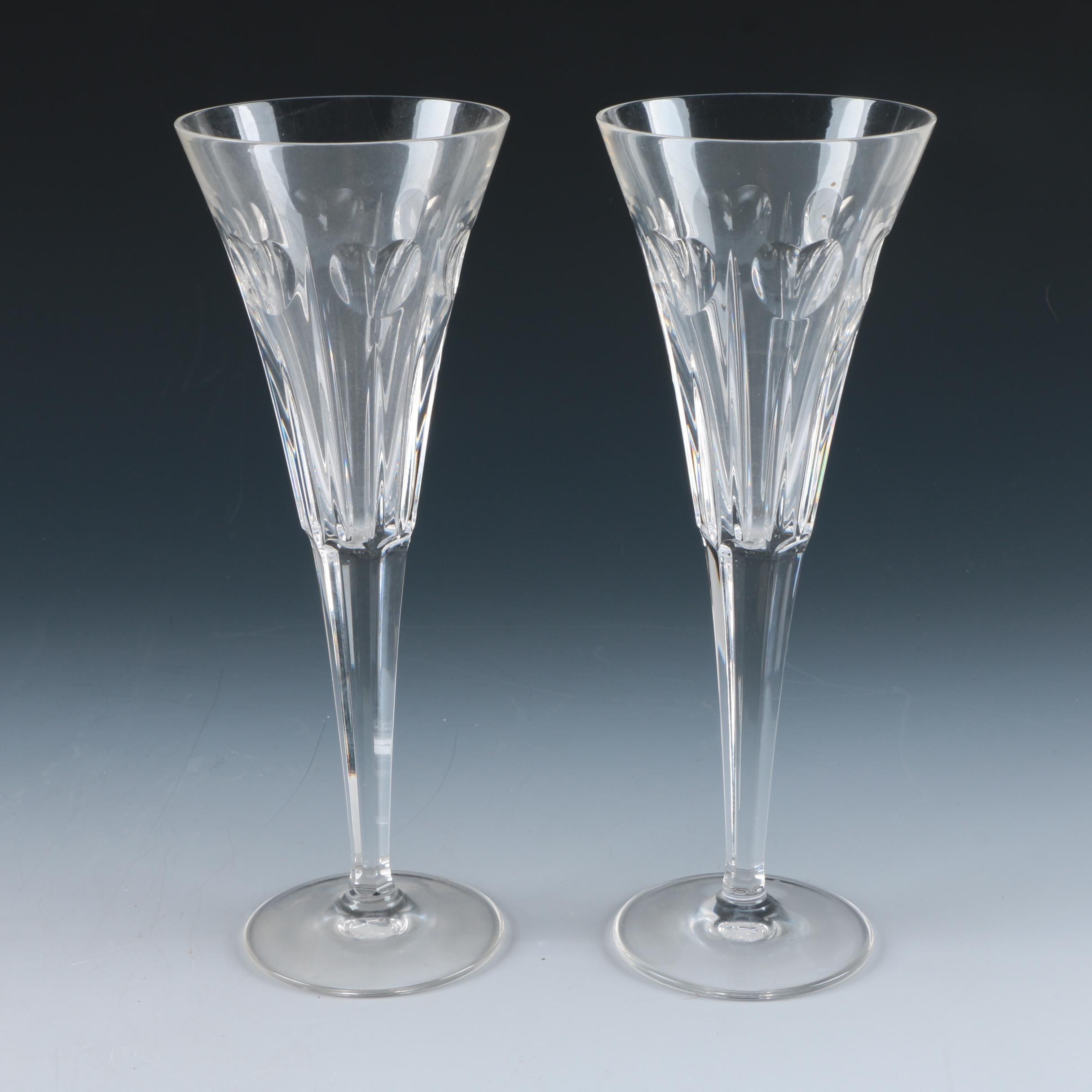Pair of Waterford Crystal "Millennium Series; Love" Champagne Flutes
