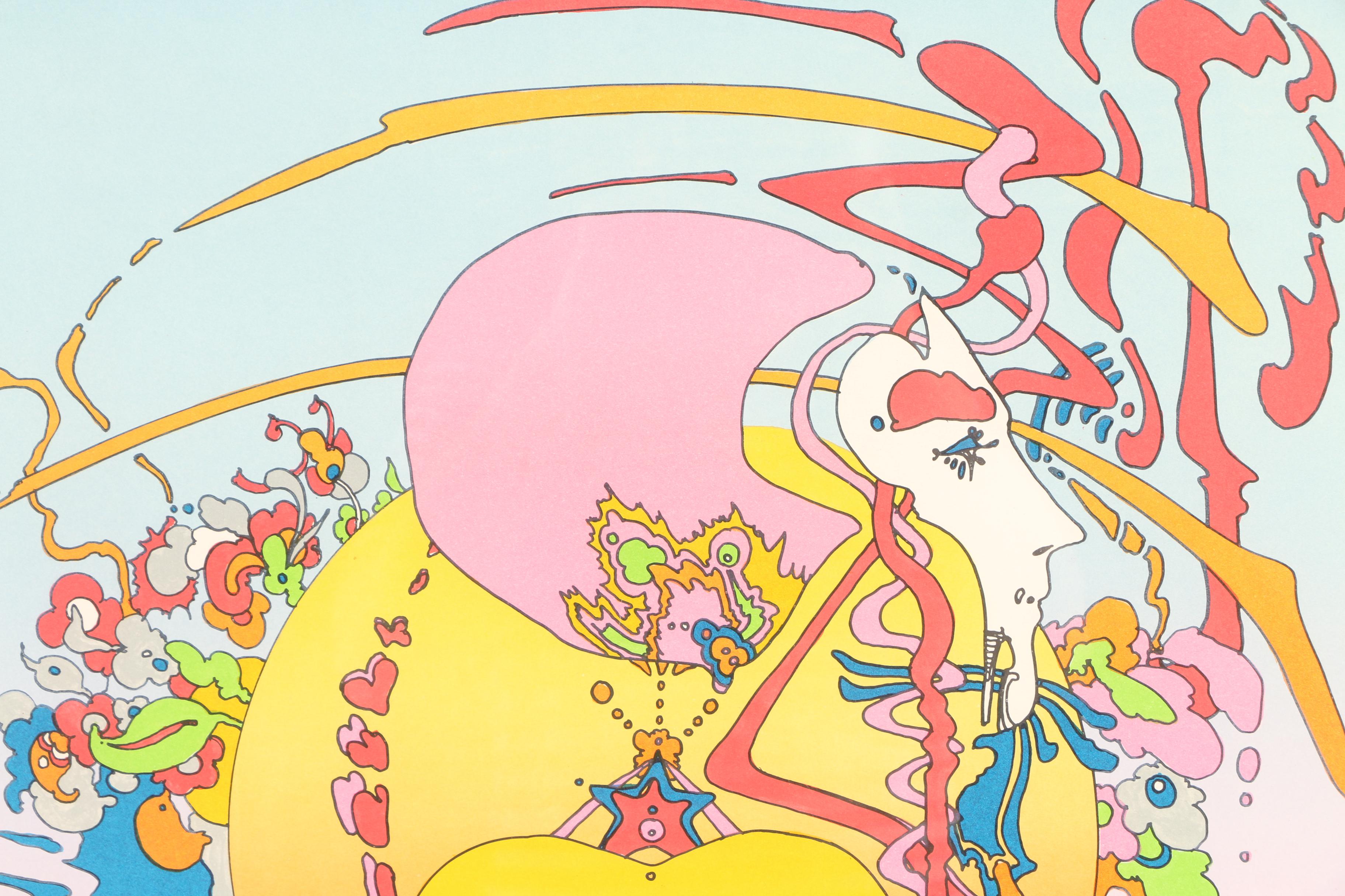 Peter Max Limited Edition Lithograph Print on Paper "Heart (Orange)"