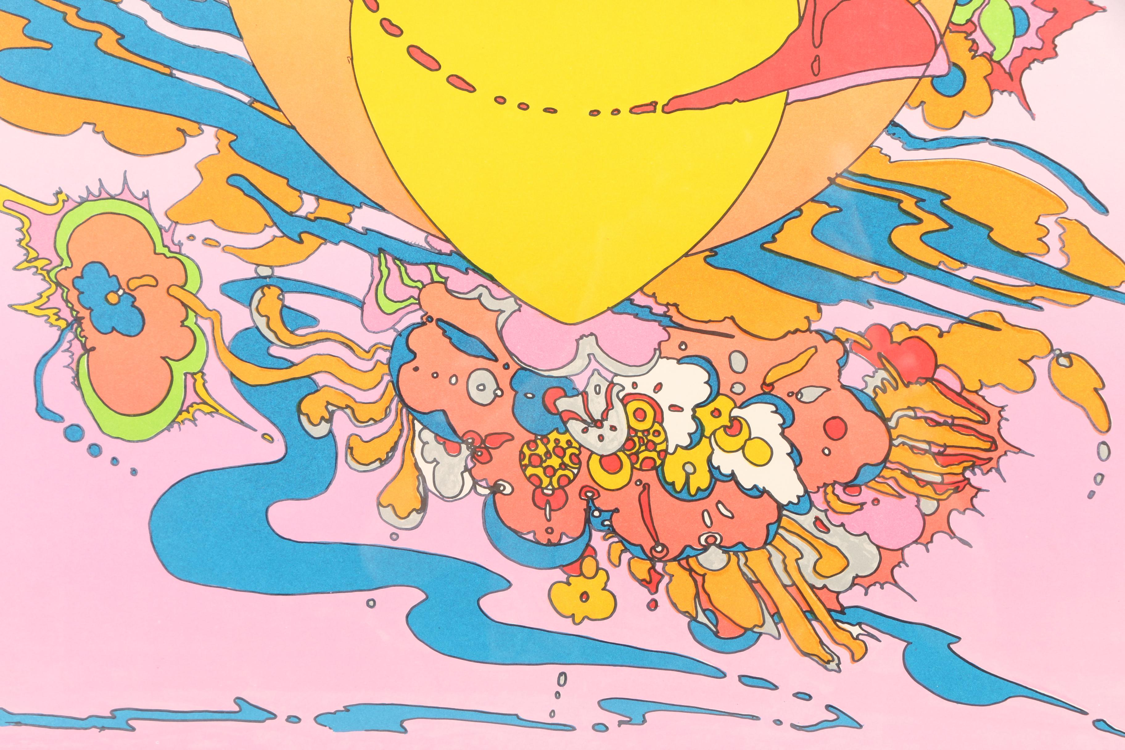 Peter Max Limited Edition Lithograph Print on Paper "Heart (Orange)"