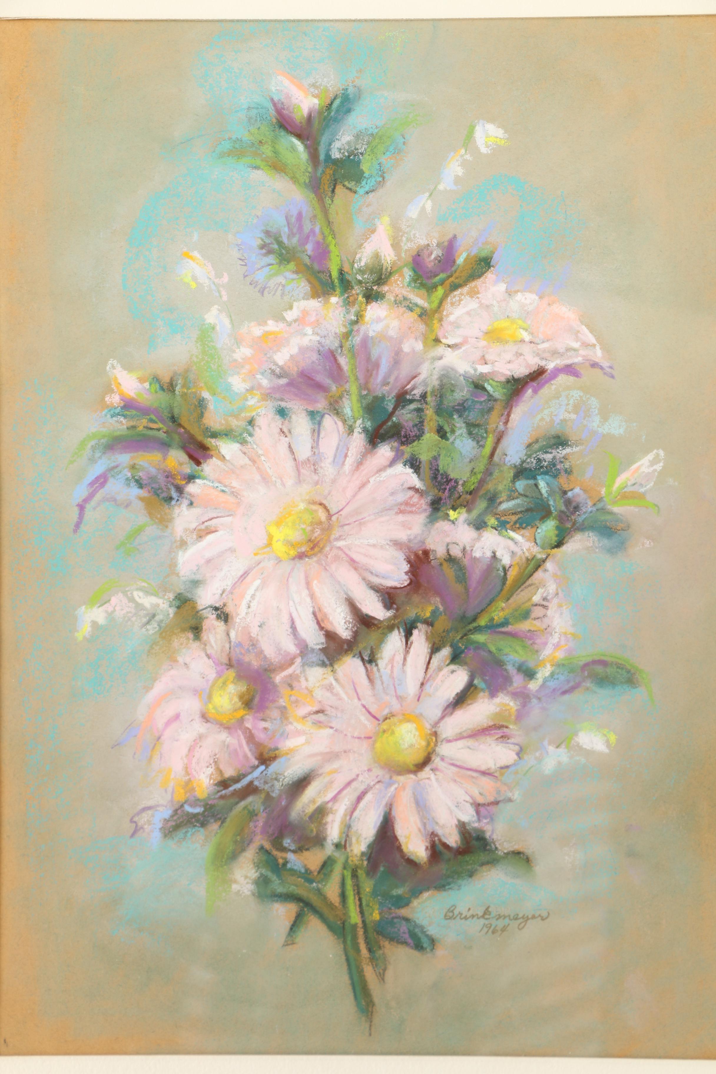 Frances Brinkmeyer 1964 Pastel Drawing "Floral Bouquet"