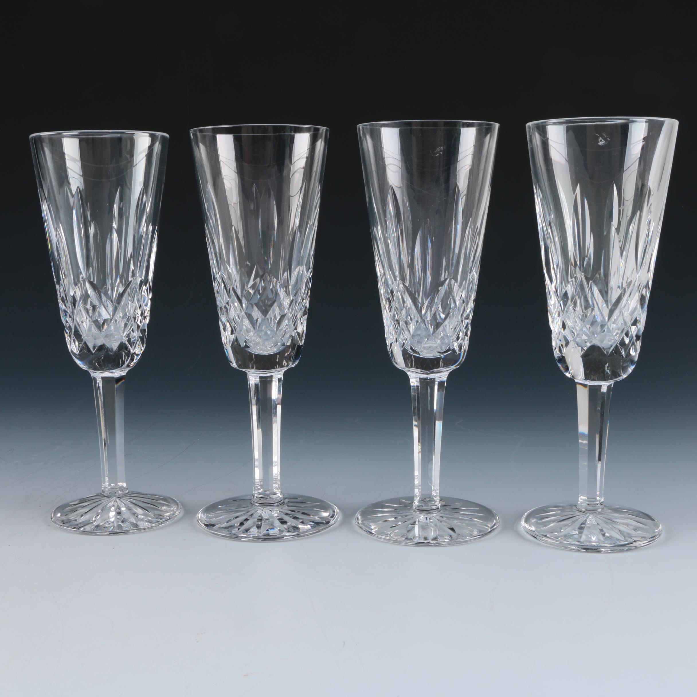 Set of Waterford Crystal "Lismore" Champagne Flutes