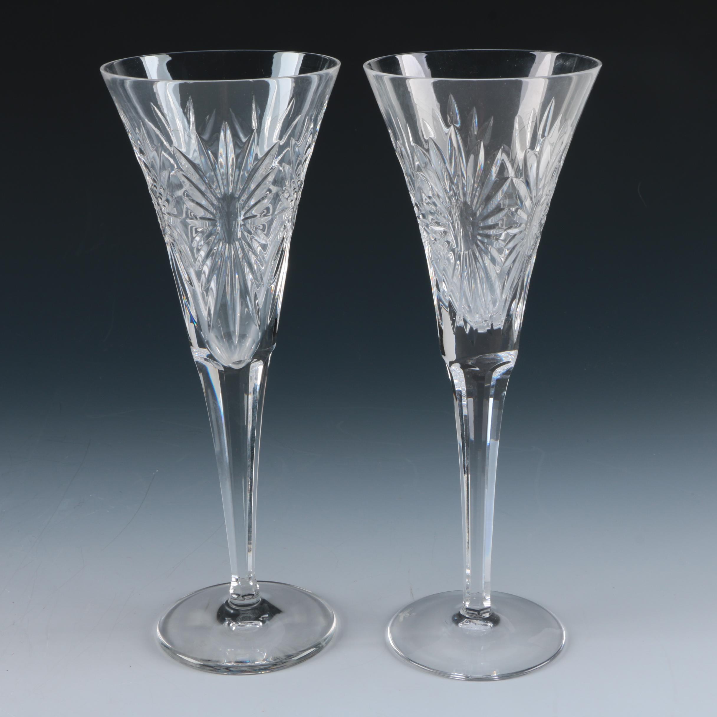 Waterford Crystal "Millennium Series; Health" Champagne Flutes