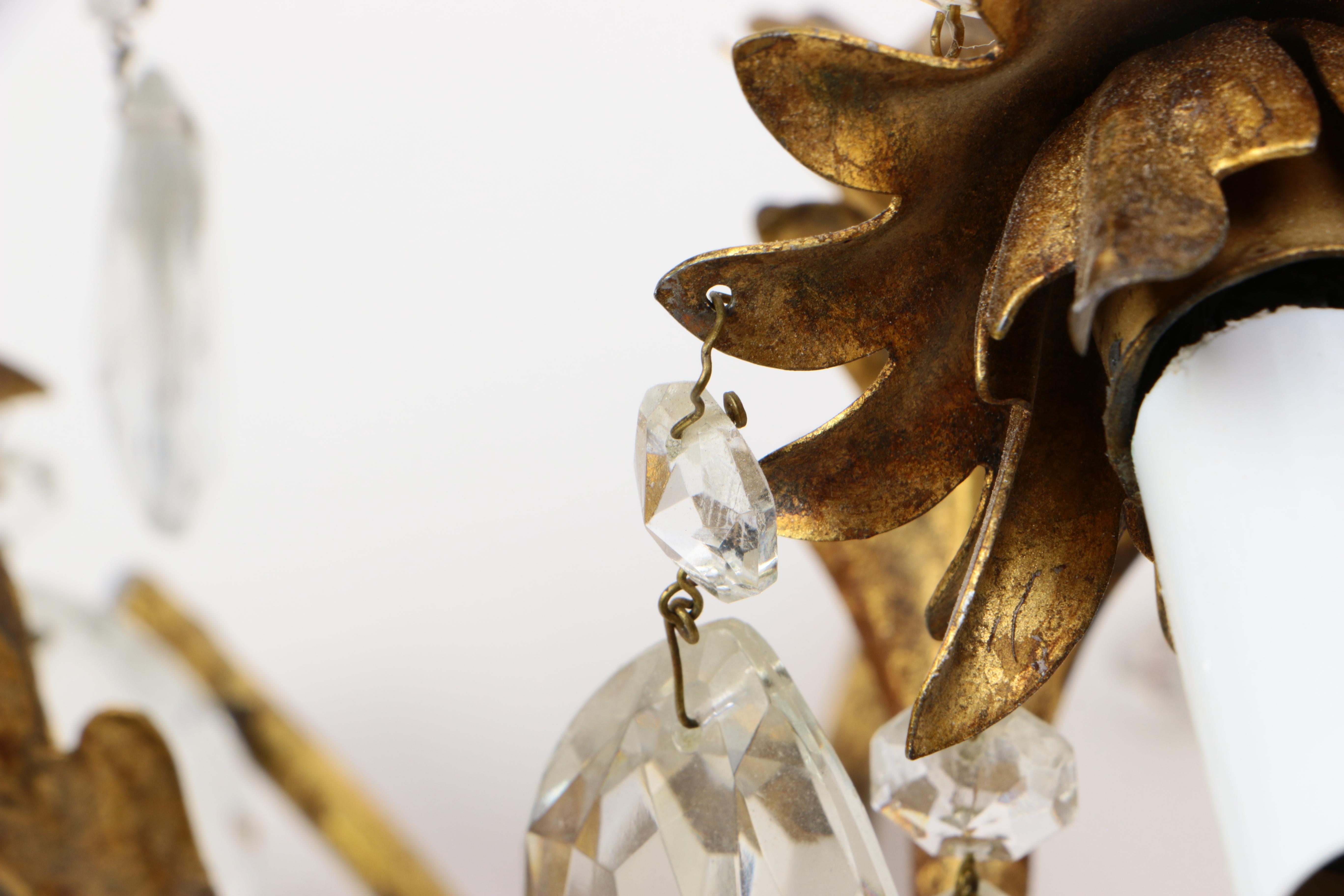 Brass and Crystal Wall Lights