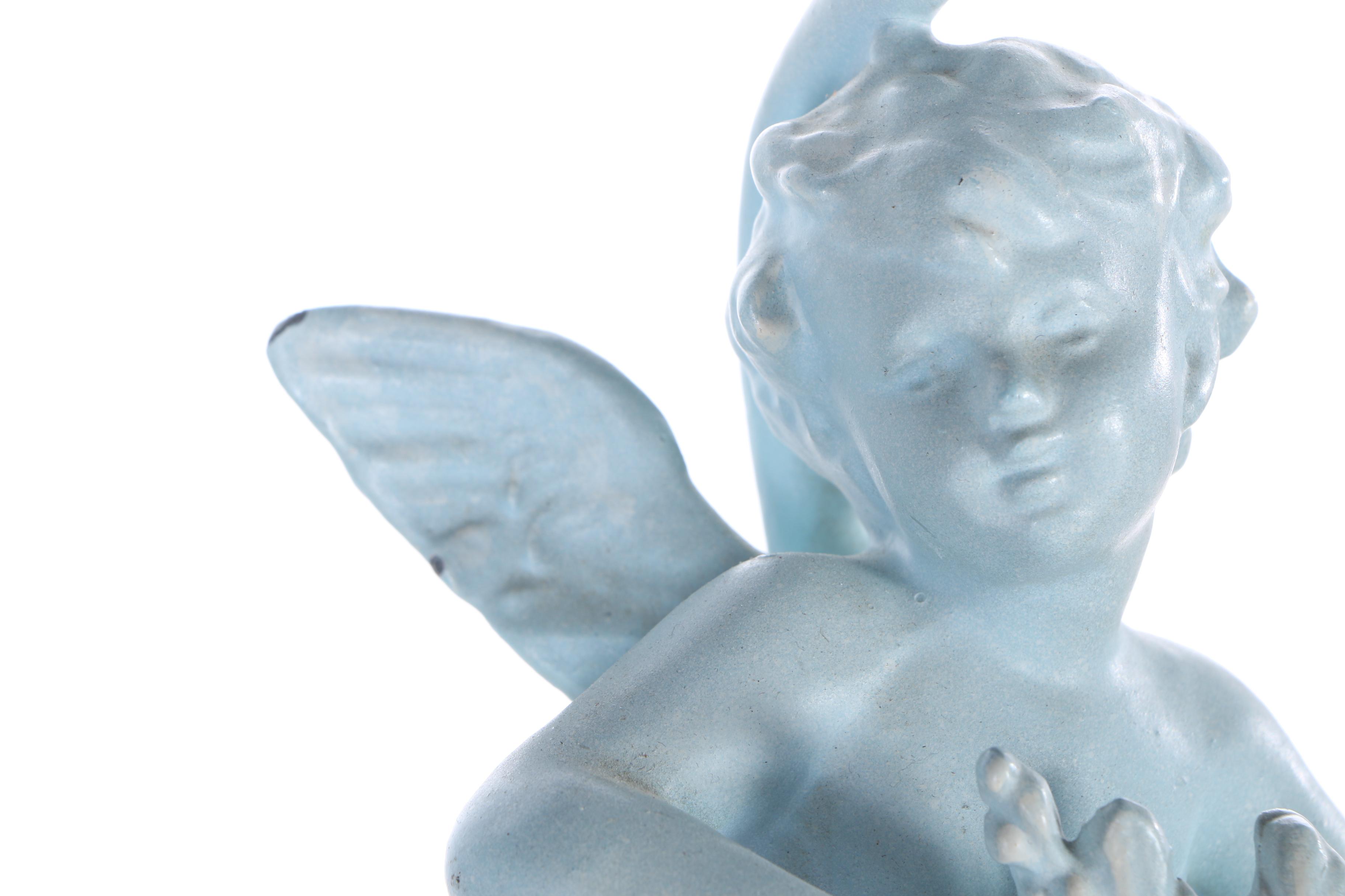 Art Nouveau Blue Cherub Table Lamps