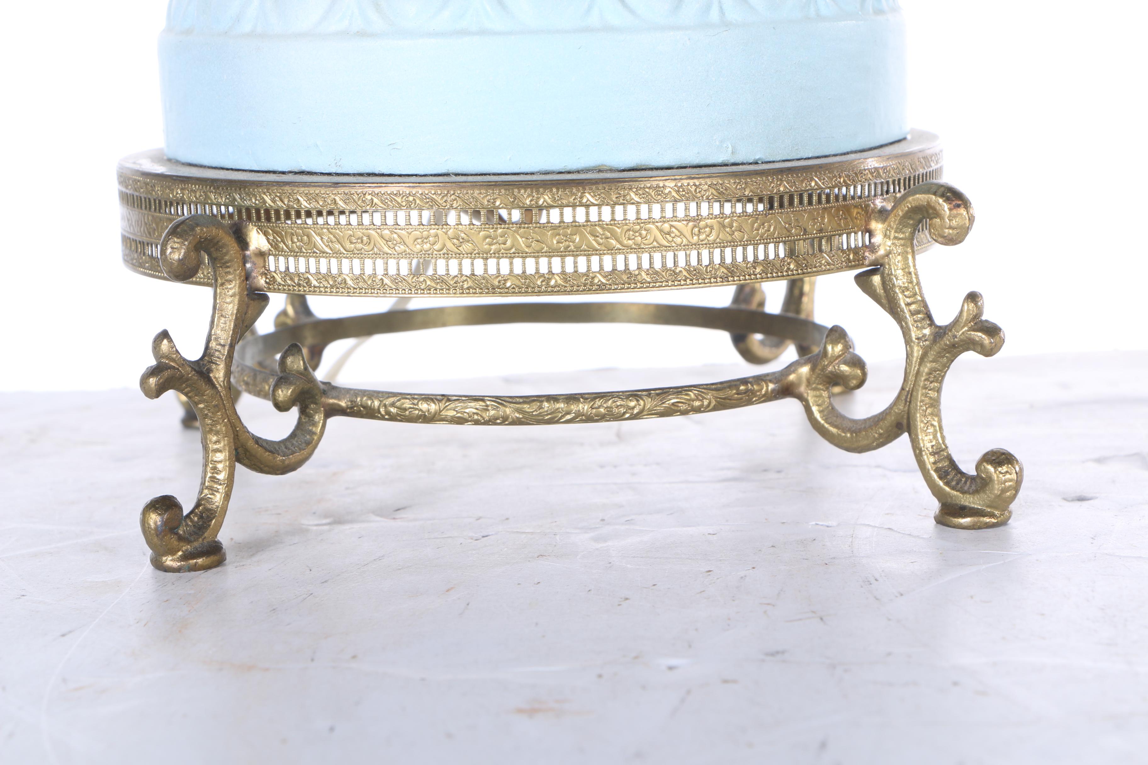 Art Nouveau Blue Cherub Table Lamps