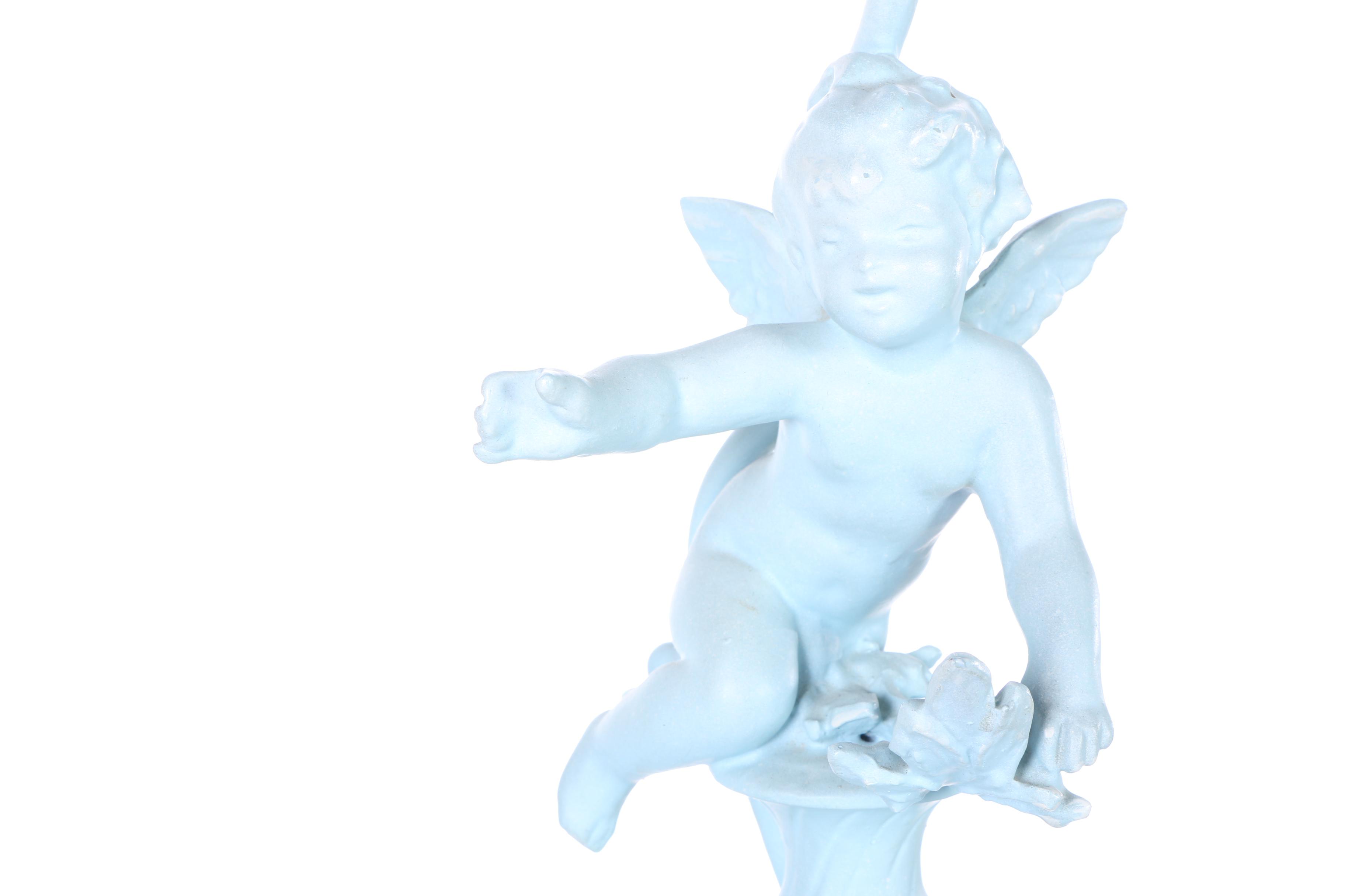 Art Nouveau Blue Cherub Table Lamps