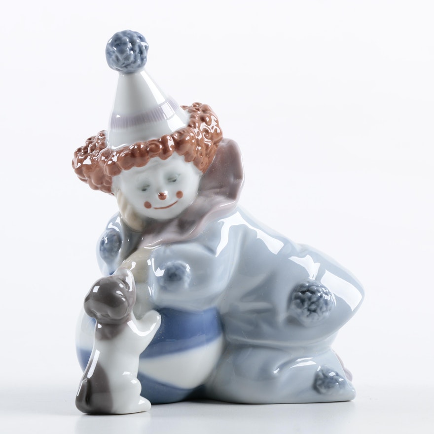 Lladro 'Pierrot with Puppy' Figurine