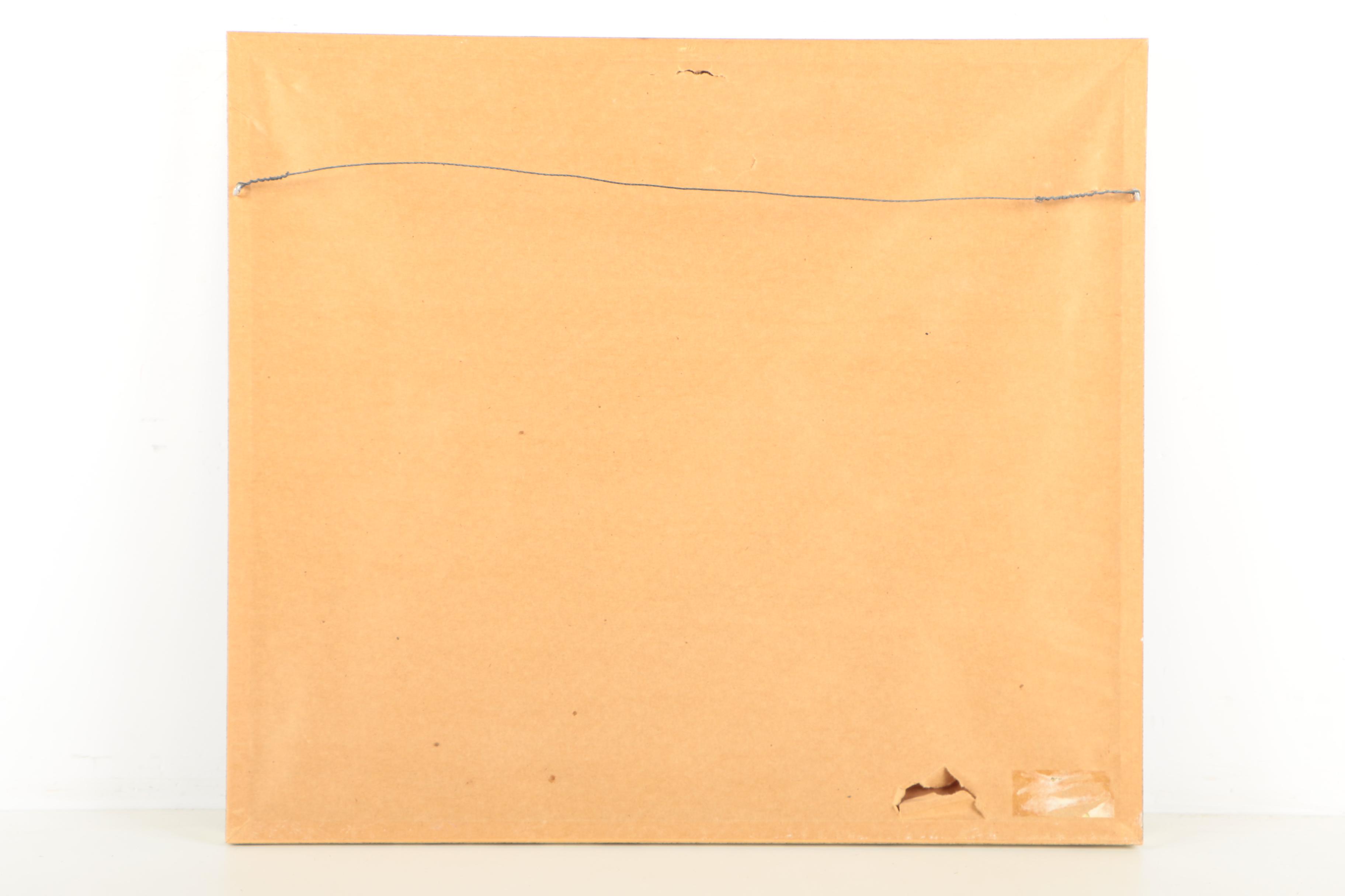 Chinese Ink on Silk Painting of a Butterfly and Flowers