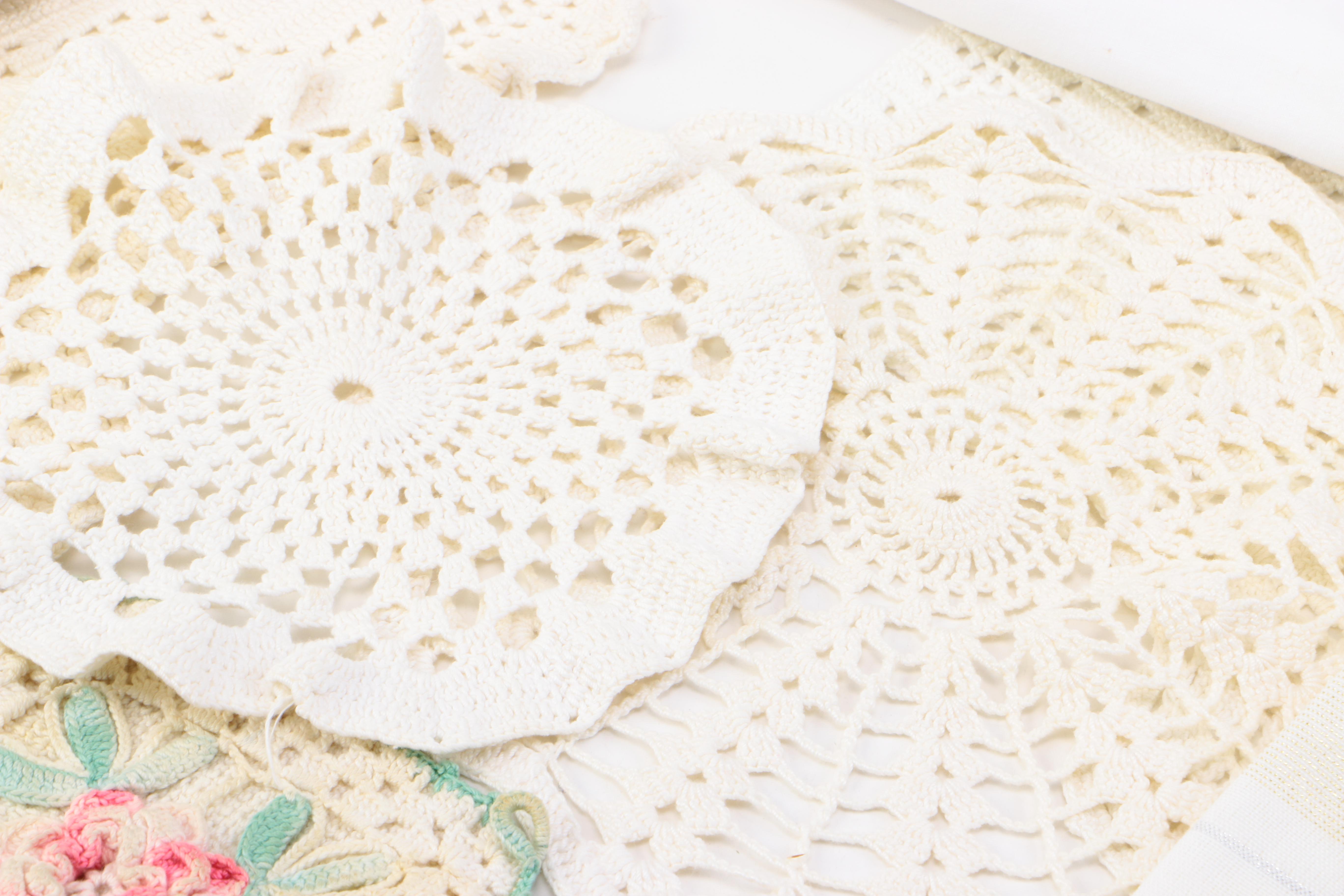 Collection of Table Linens including Crochet
