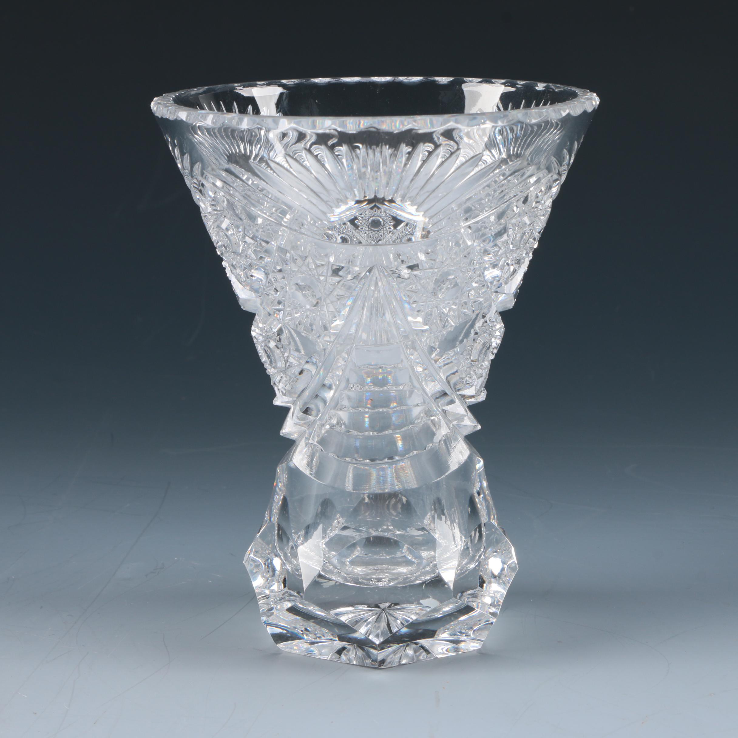 Pepi Herrmann Signed Limited Edition Hand-cut Crystal Vase