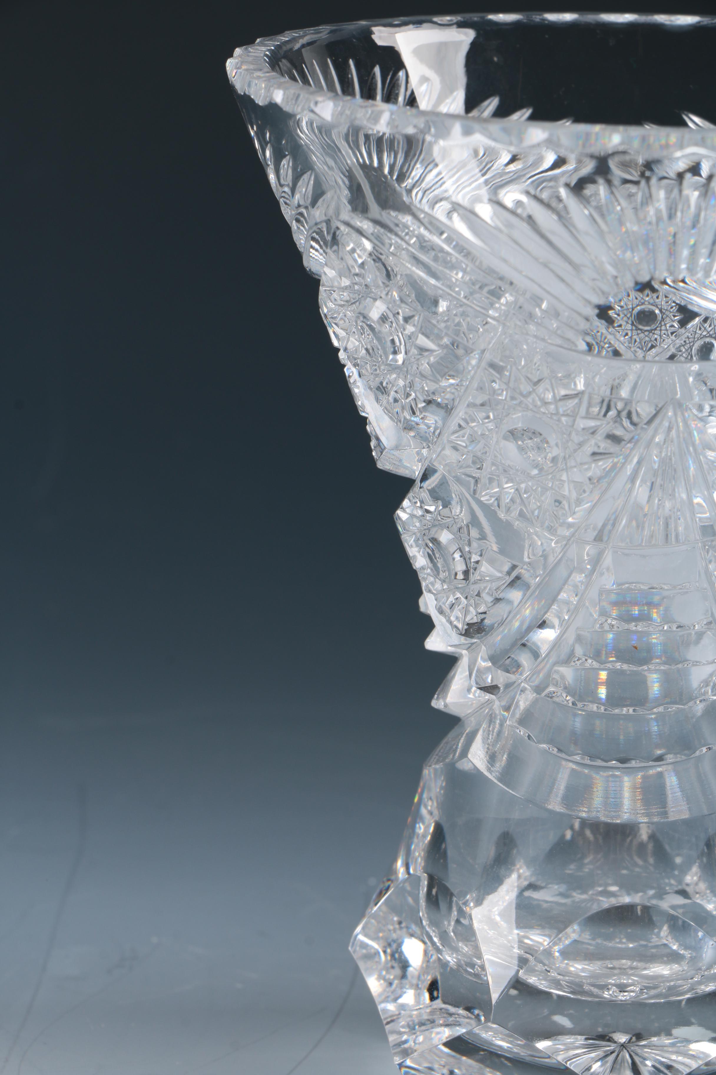 Pepi Herrmann Signed Limited Edition Hand-cut Crystal Vase