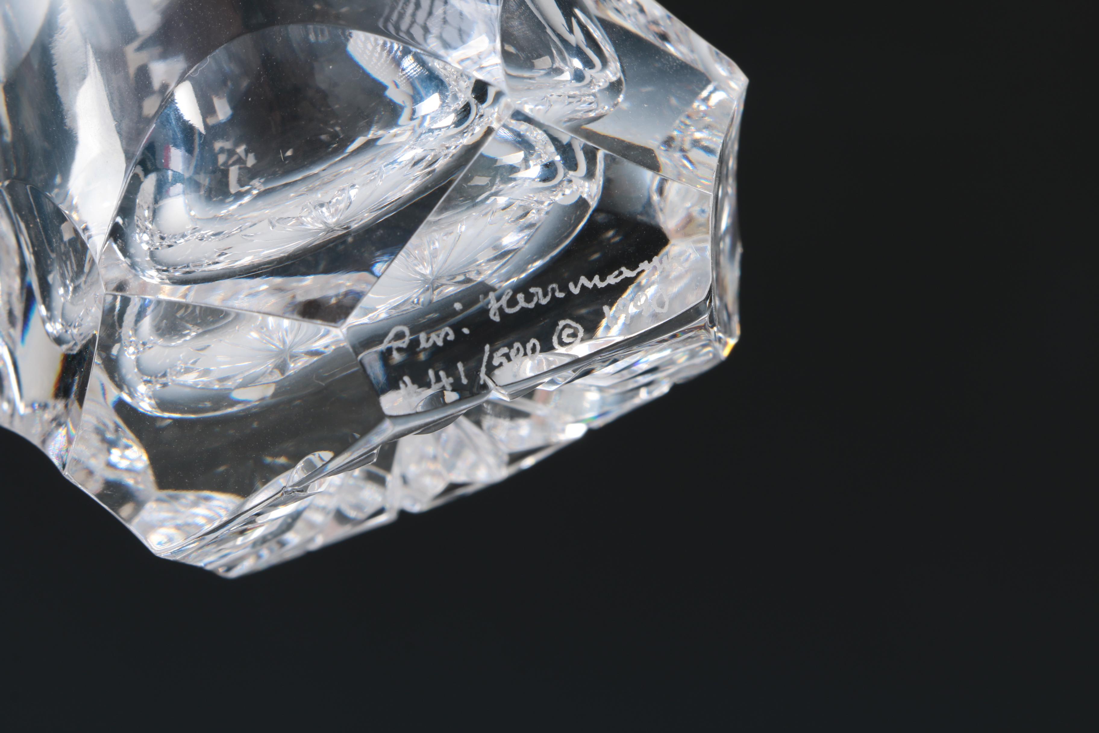 Pepi Herrmann Signed Limited Edition Hand-cut Crystal Vase