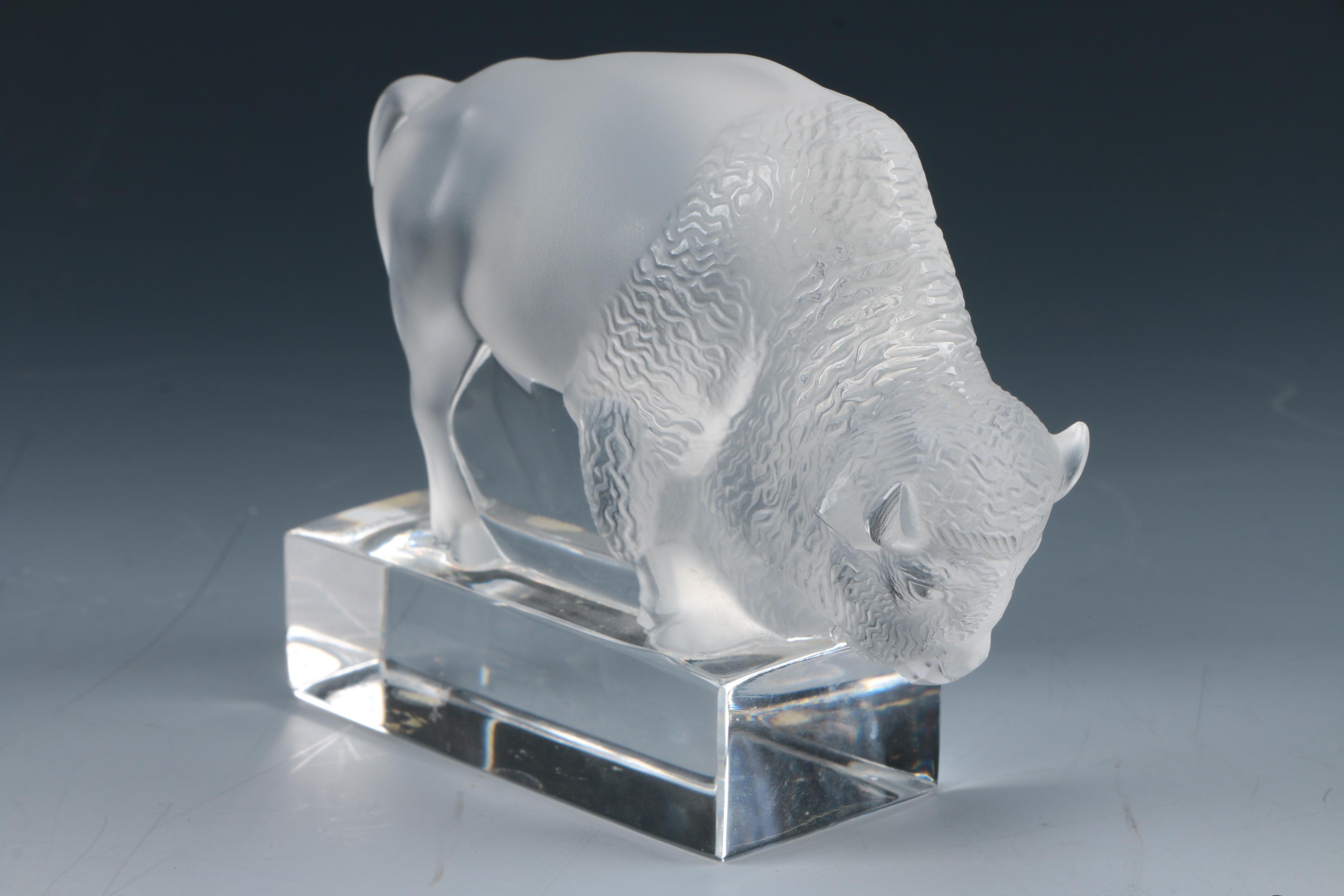 Lalique Crystal Buffalo Sculpture