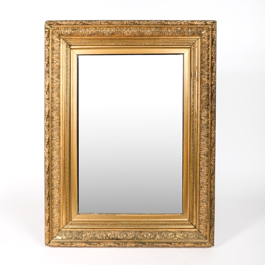 Wall Mirror in Acanthus Pattern Gilt Wooden Frame