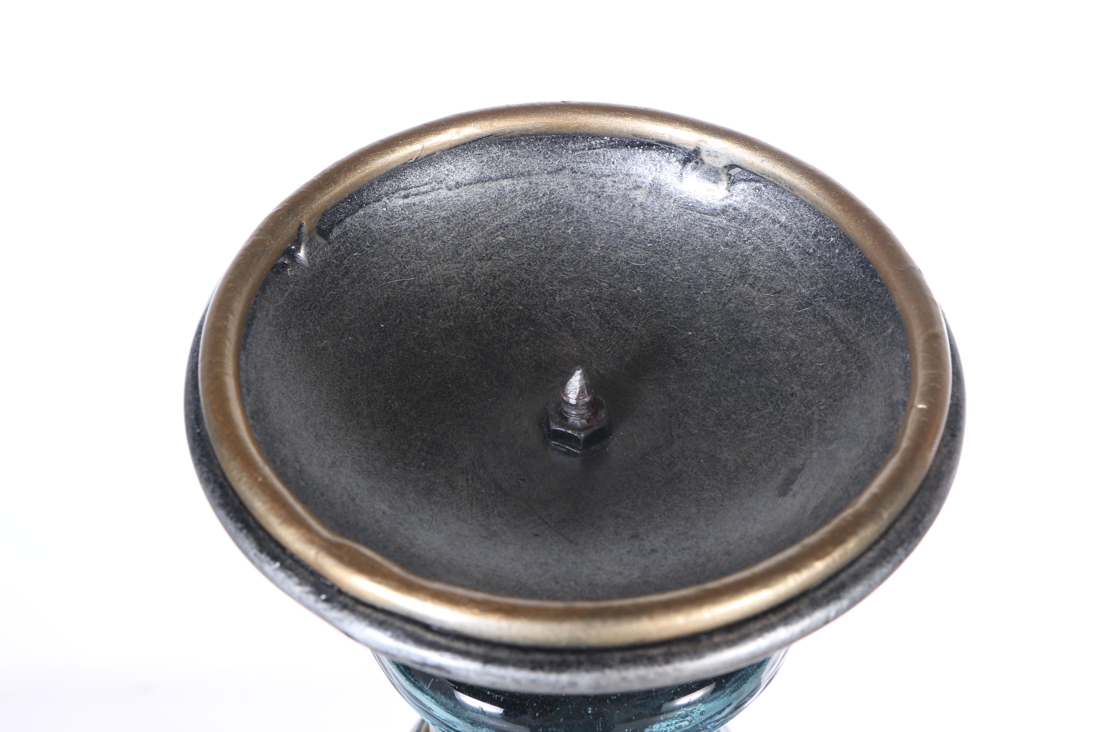 Three Metal and Glass Candlesticks