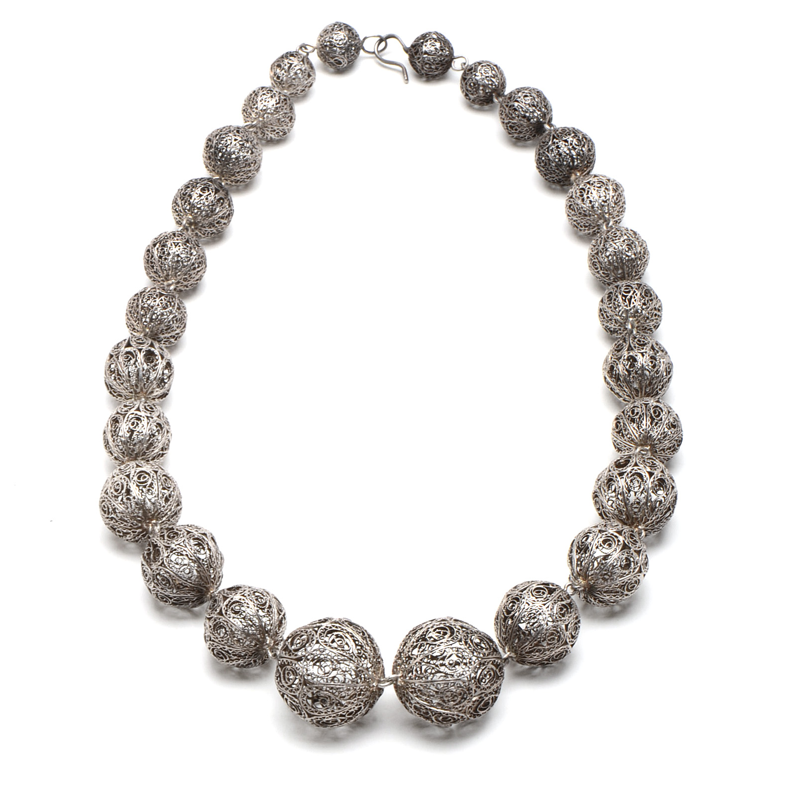 Sterling Silver Filigree Ball Necklace