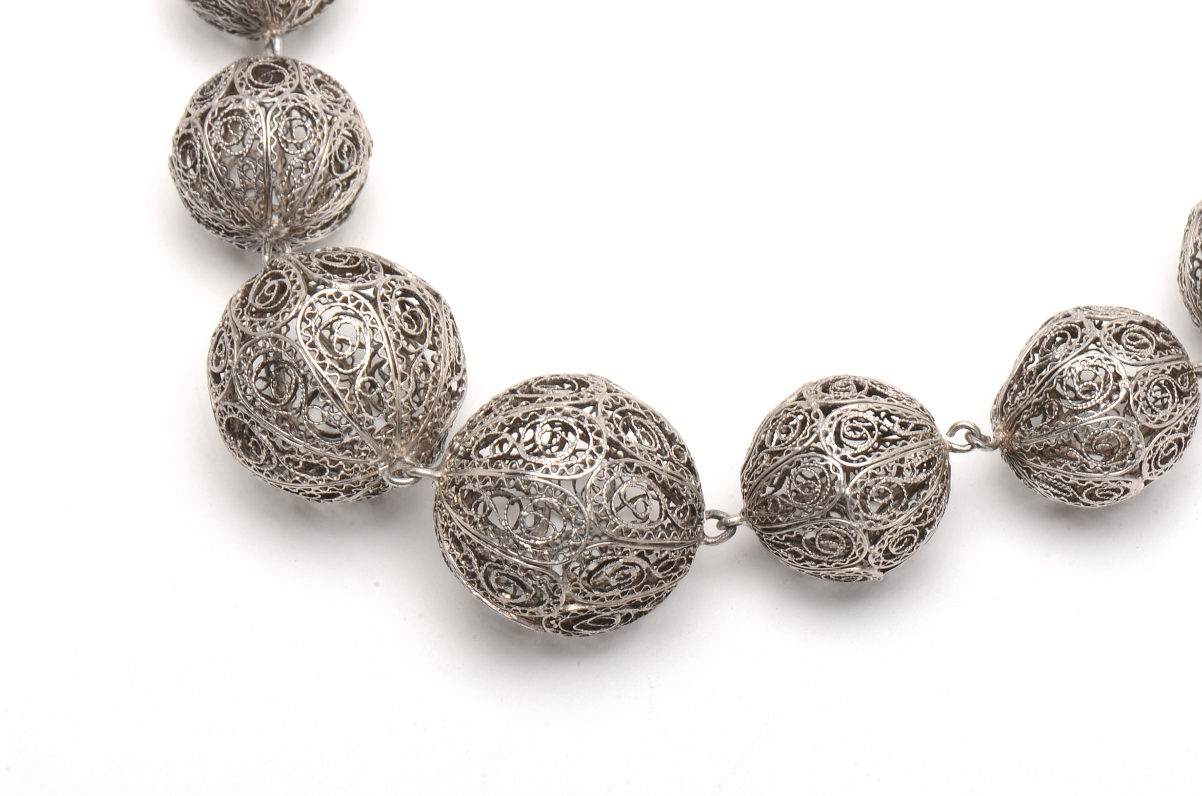 Sterling Silver Filigree Ball Necklace