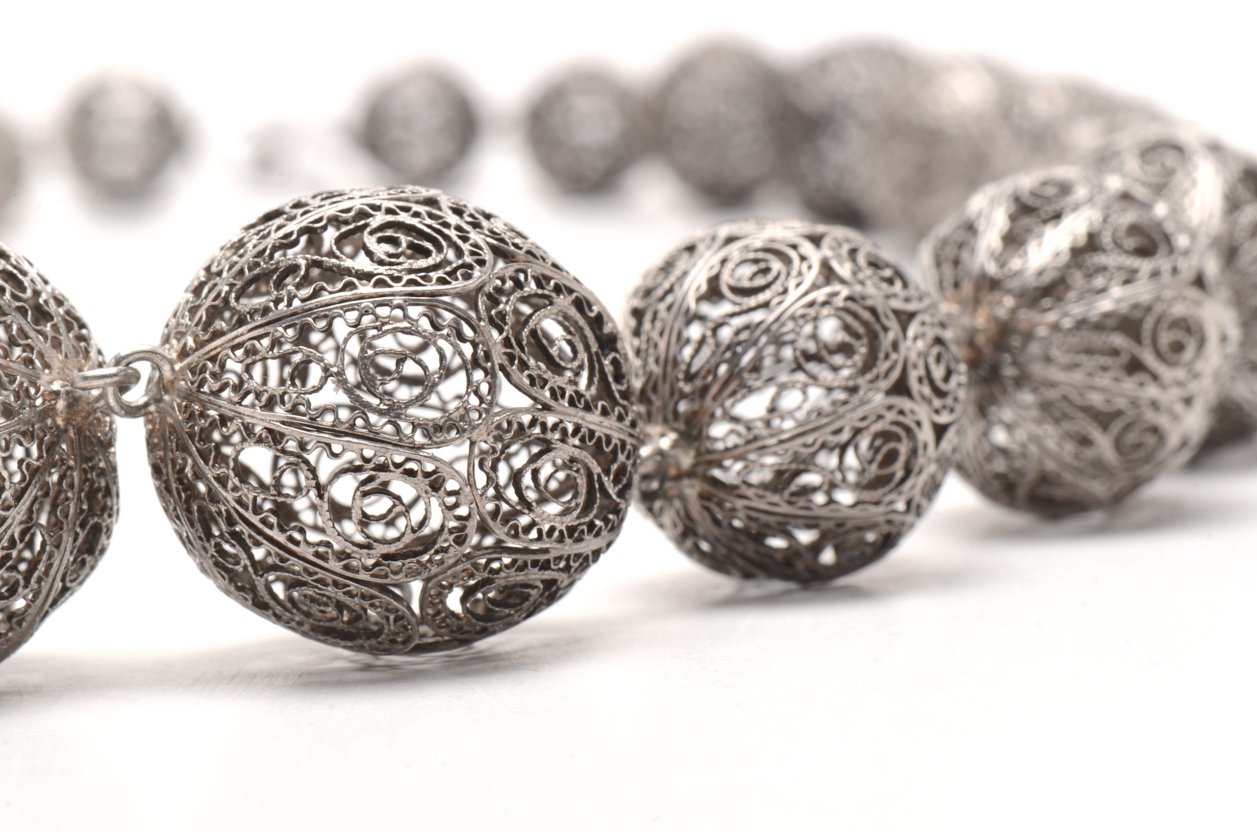 Sterling Silver Filigree Ball Necklace