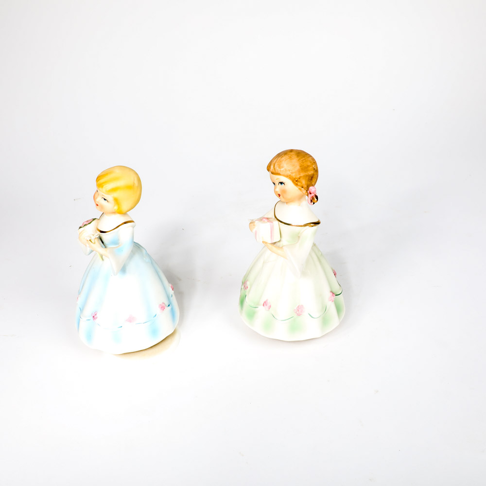 Pair of Vintage Schmid Ceramic Figurine Music Boxes