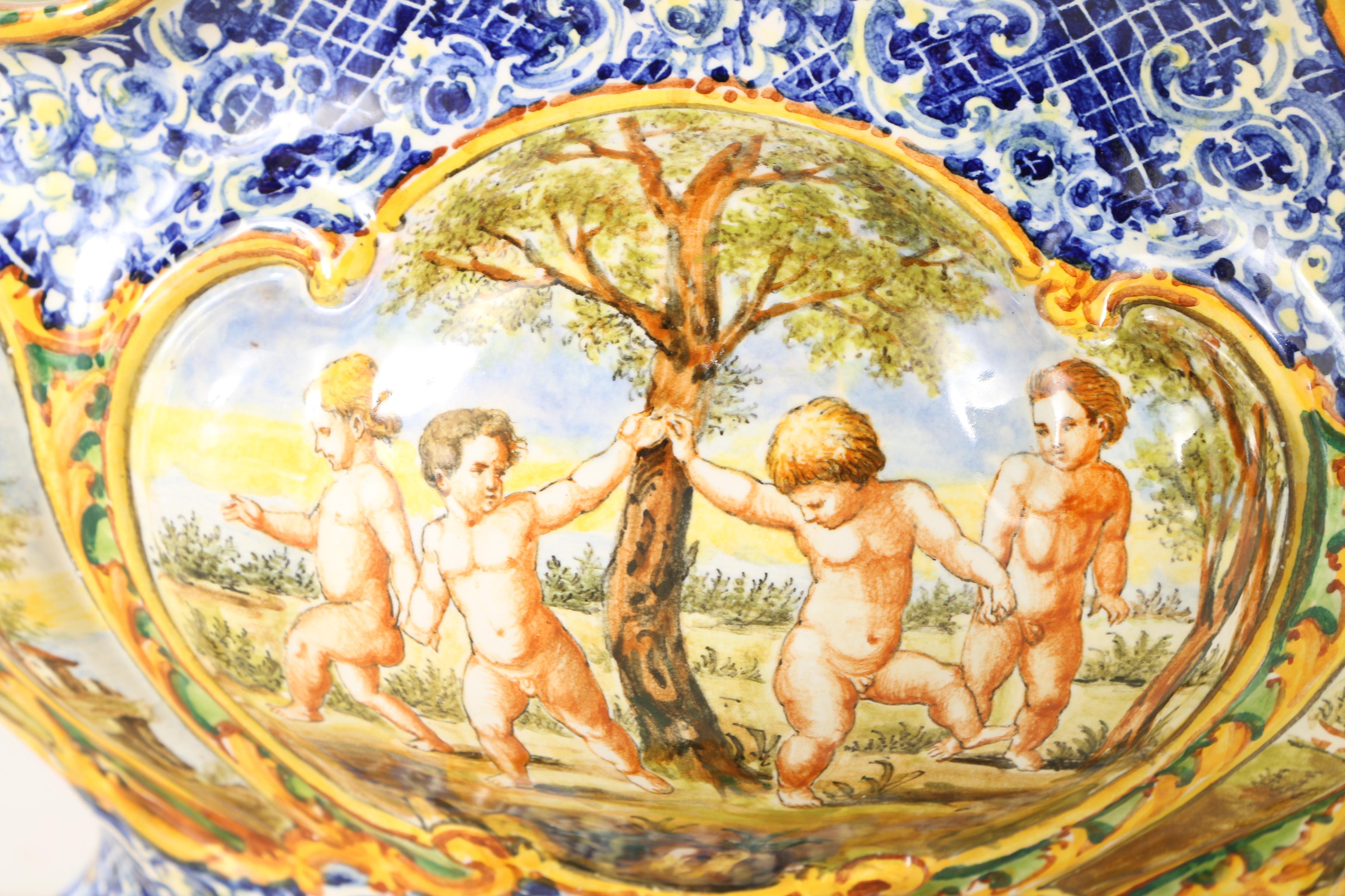 Ornate Hand Painted Italian Earthenware Jardiniere