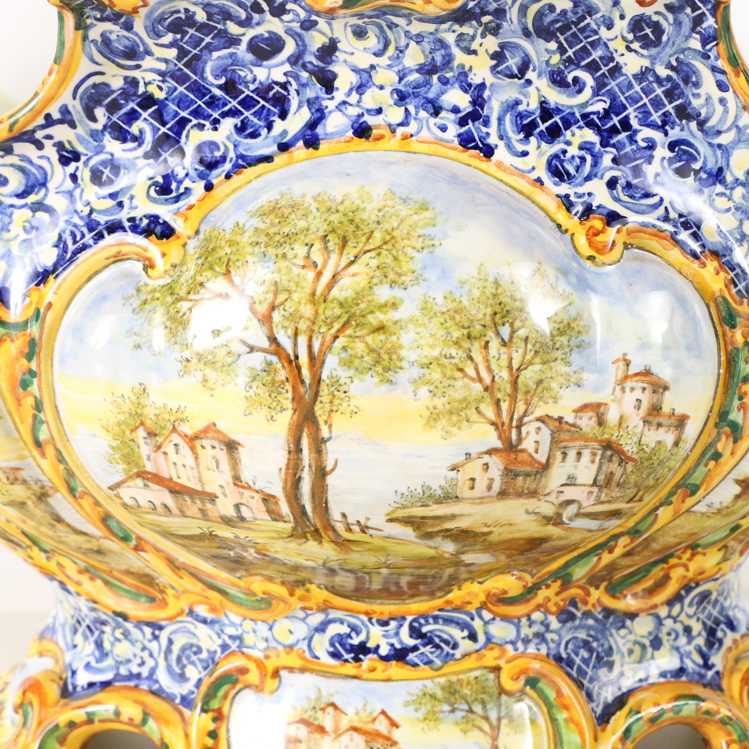 Ornate Hand Painted Italian Earthenware Jardiniere