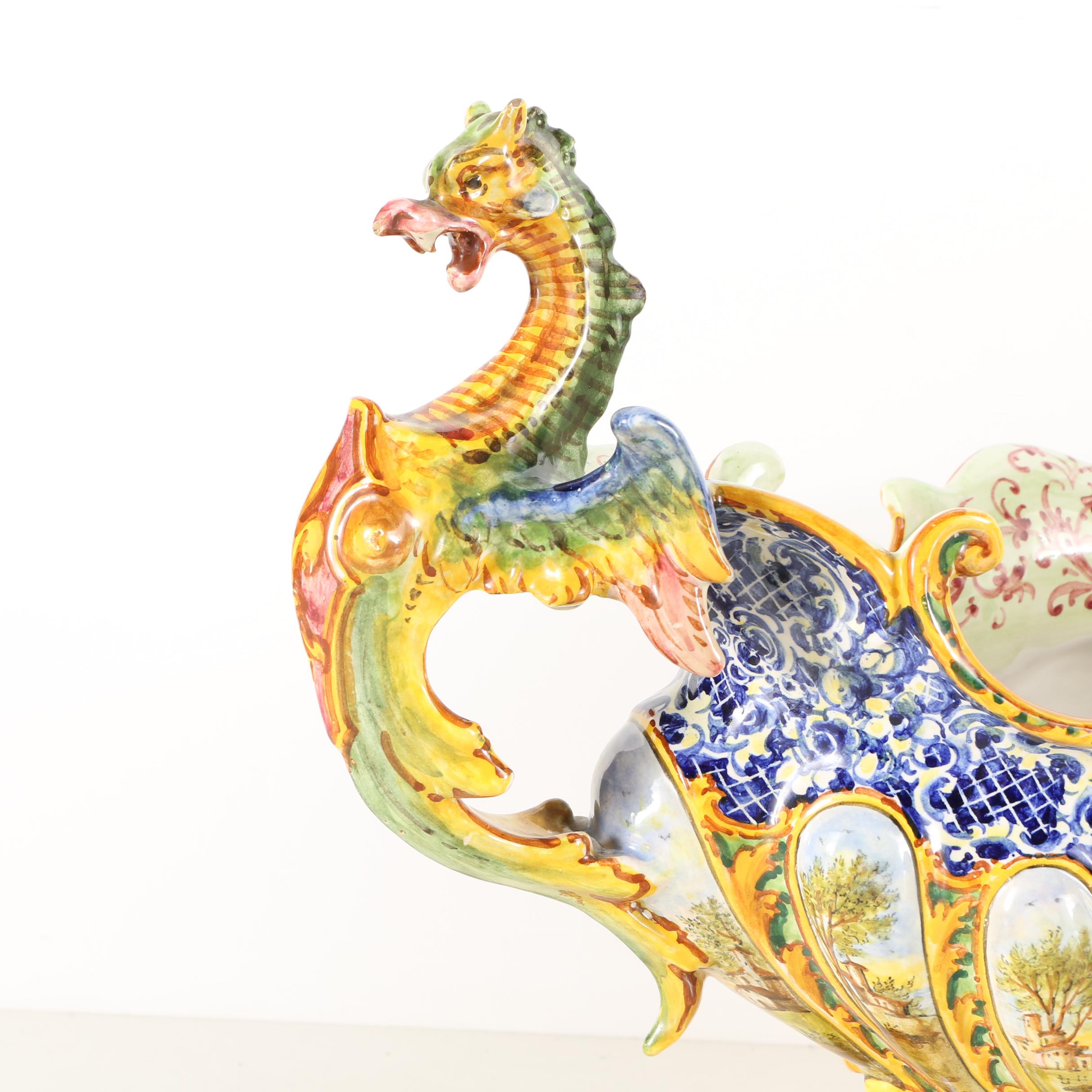 Ornate Hand Painted Italian Earthenware Jardiniere