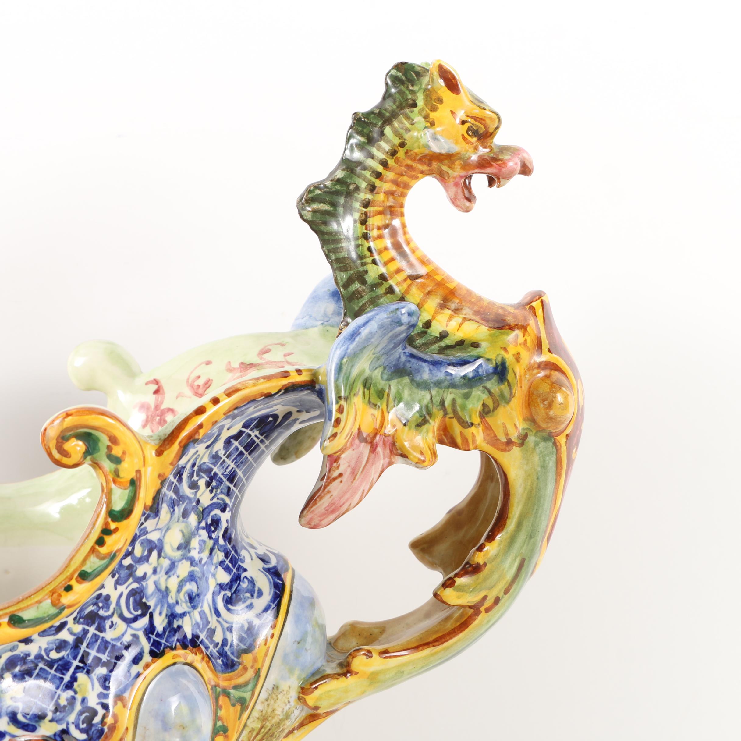 Ornate Hand Painted Italian Earthenware Jardiniere