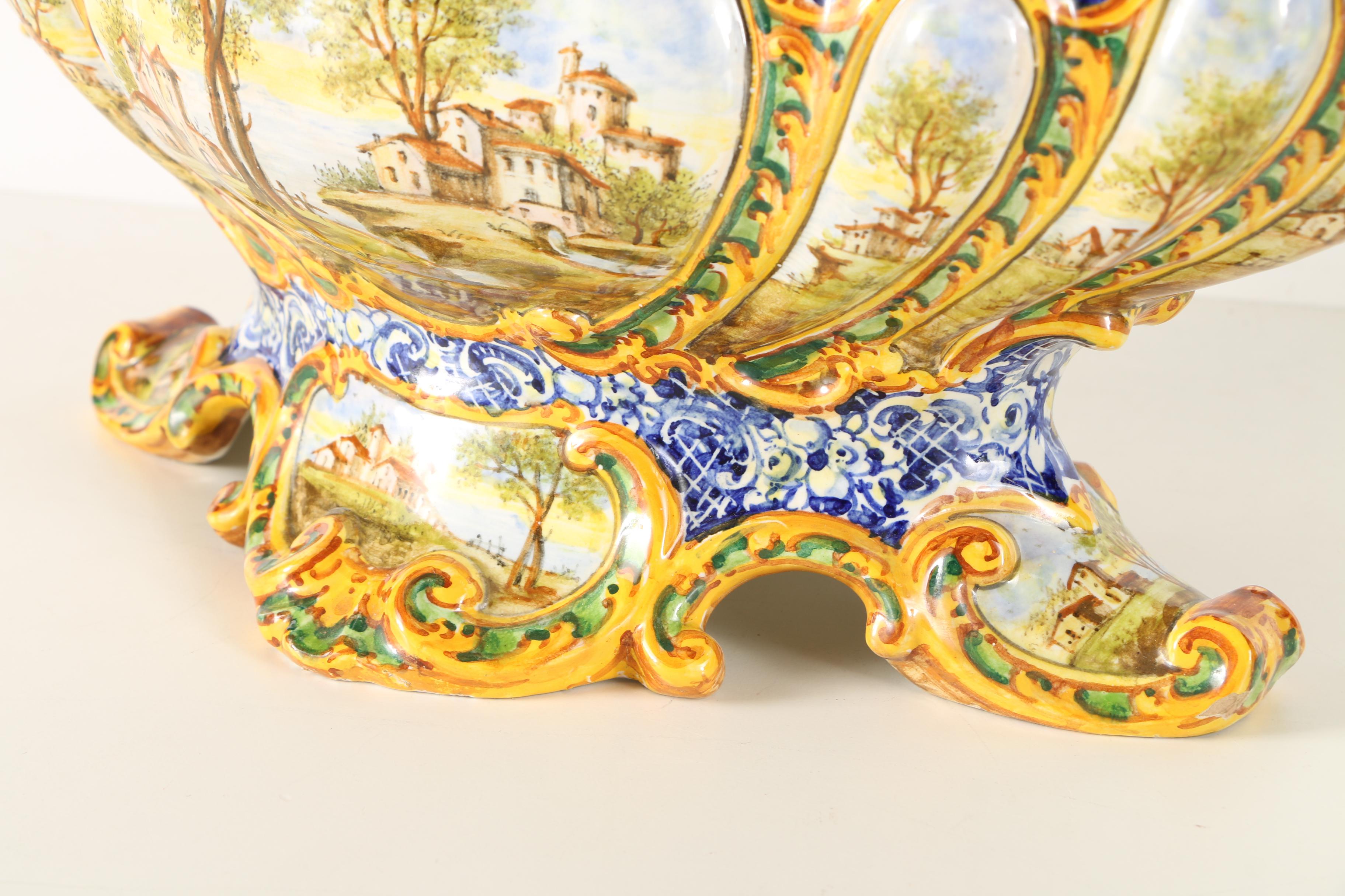 Ornate Hand Painted Italian Earthenware Jardiniere