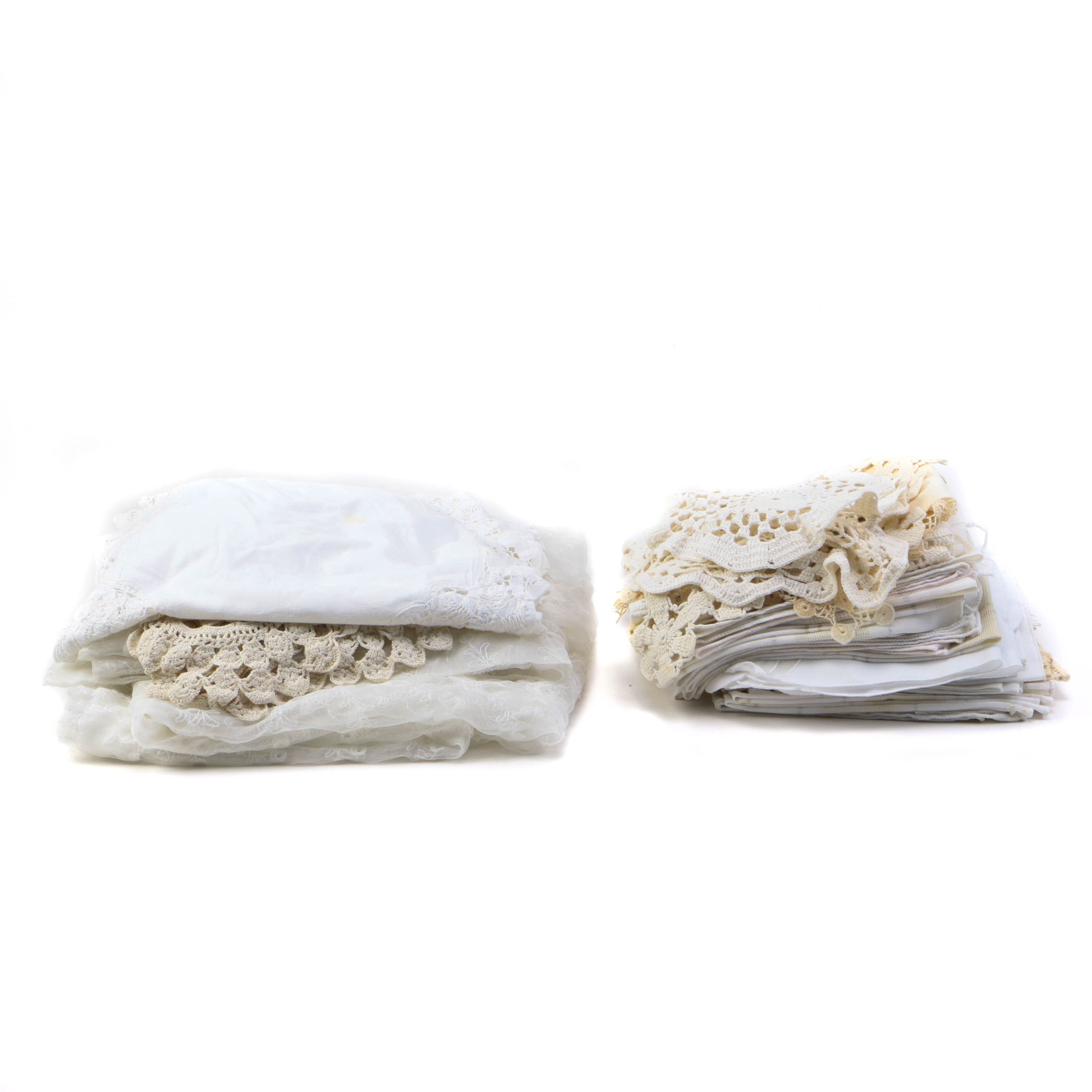 Collection of Table Linens including Crochet