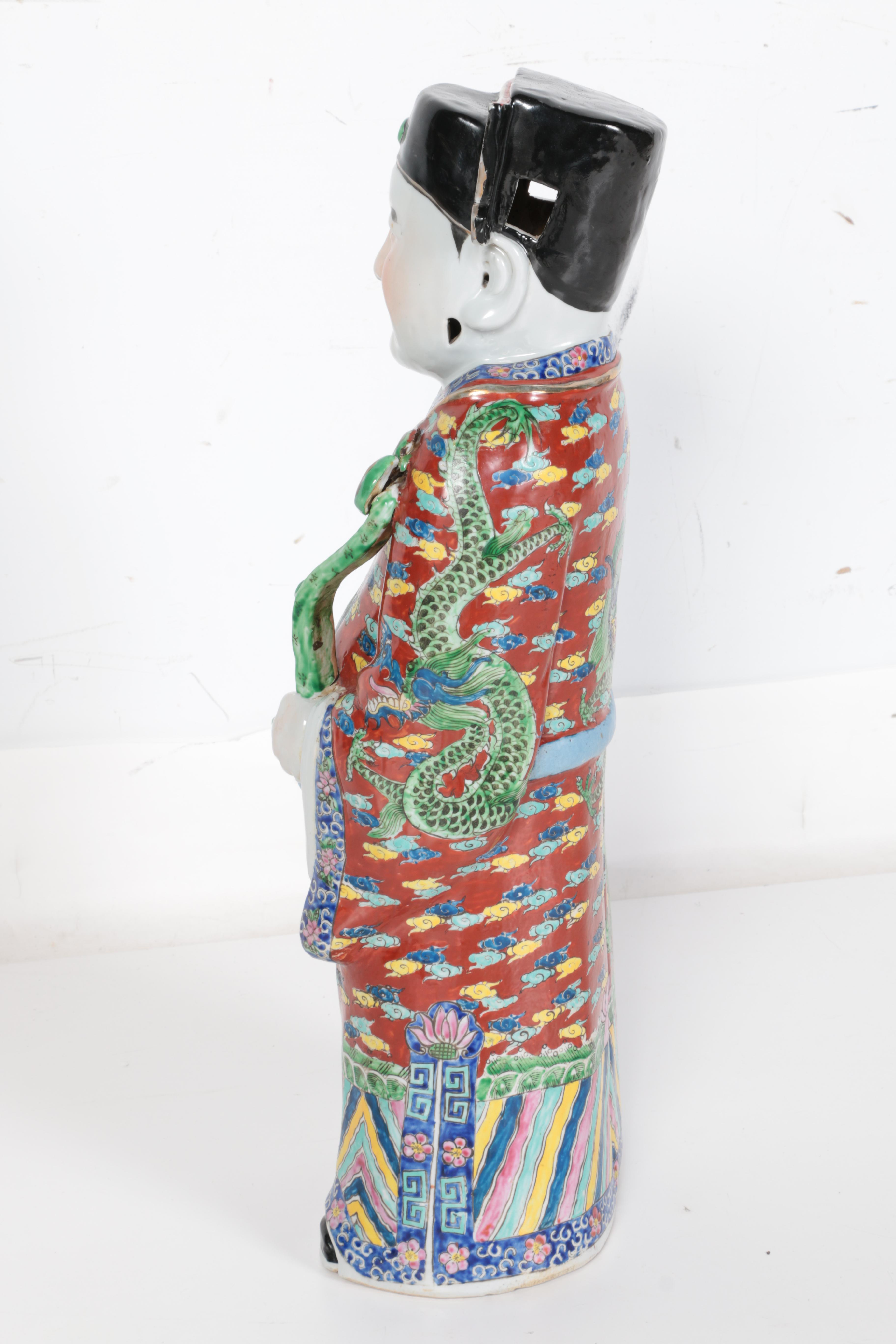Ceramic Chinese Figurine of the God of Wealth