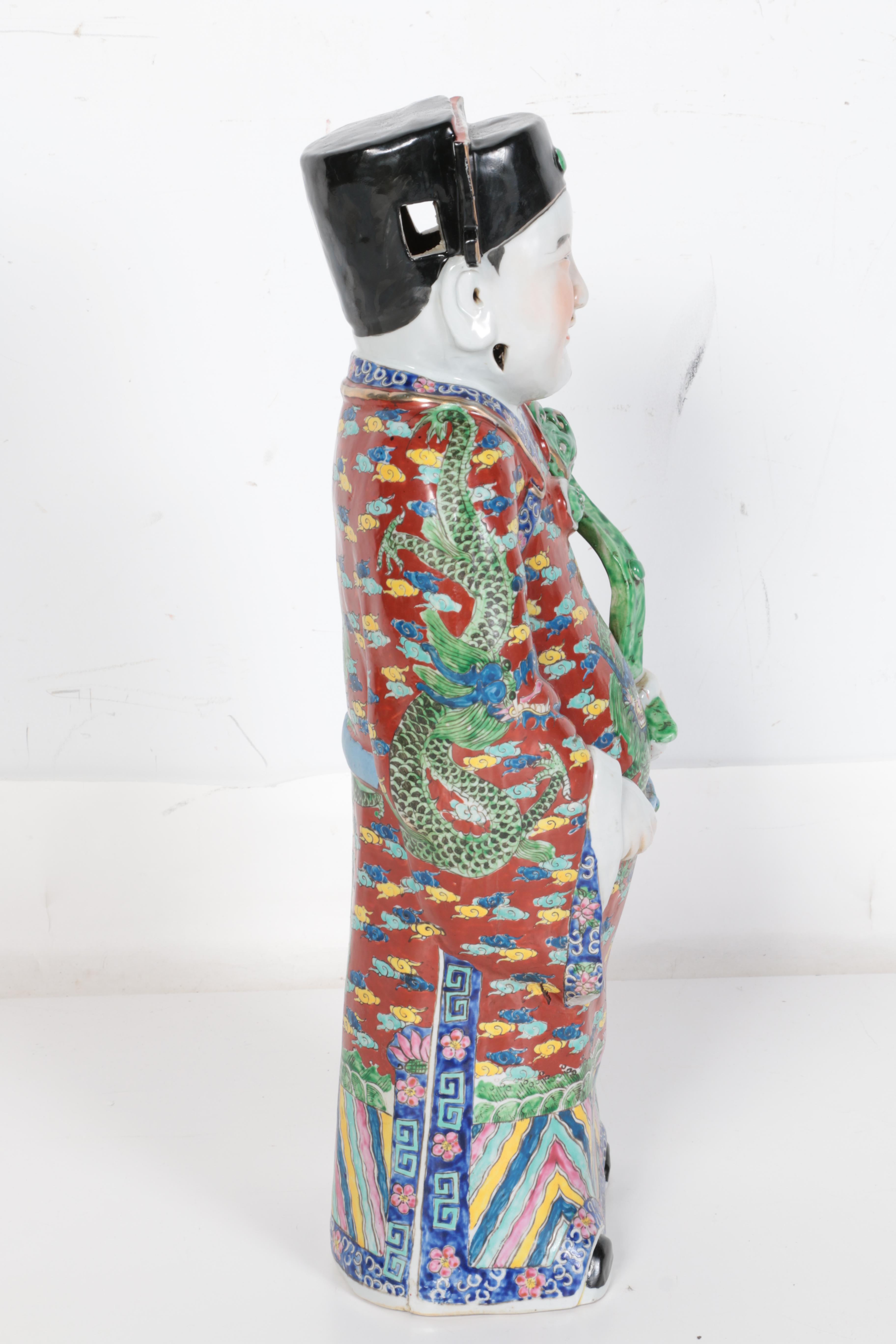 Ceramic Chinese Figurine of the God of Wealth