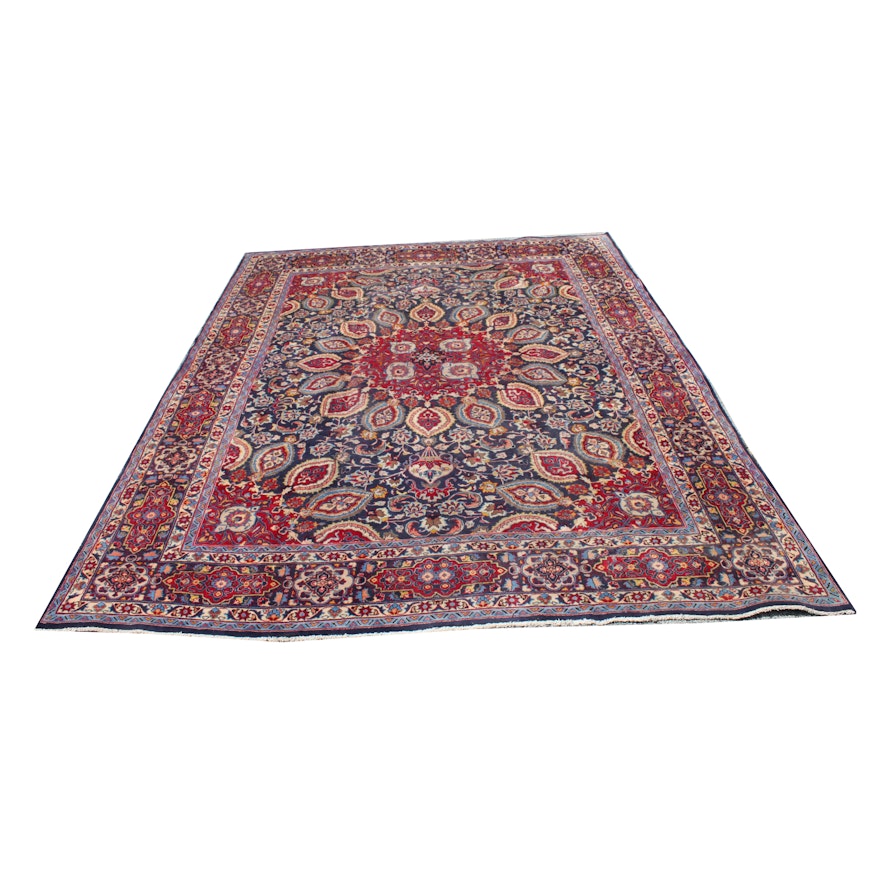 Hand-Knotted Semi-Antique Kashmir Area Rug